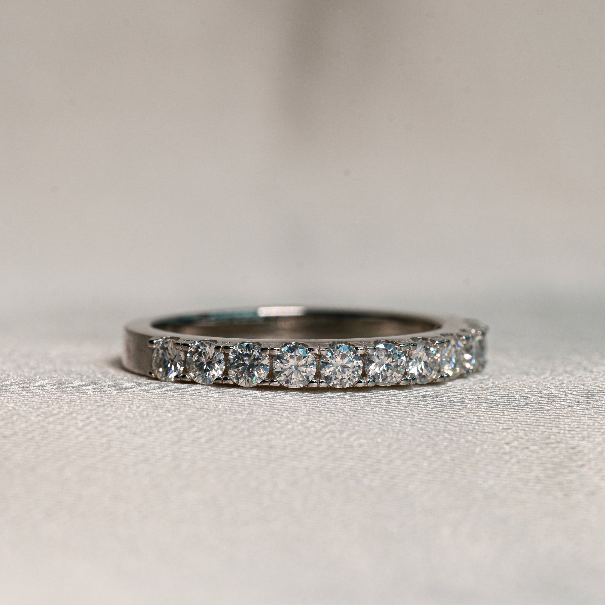 KADISHA 0.045 ct (2.3 mm) Half-Stone Moissanite Band in Sterling Silver