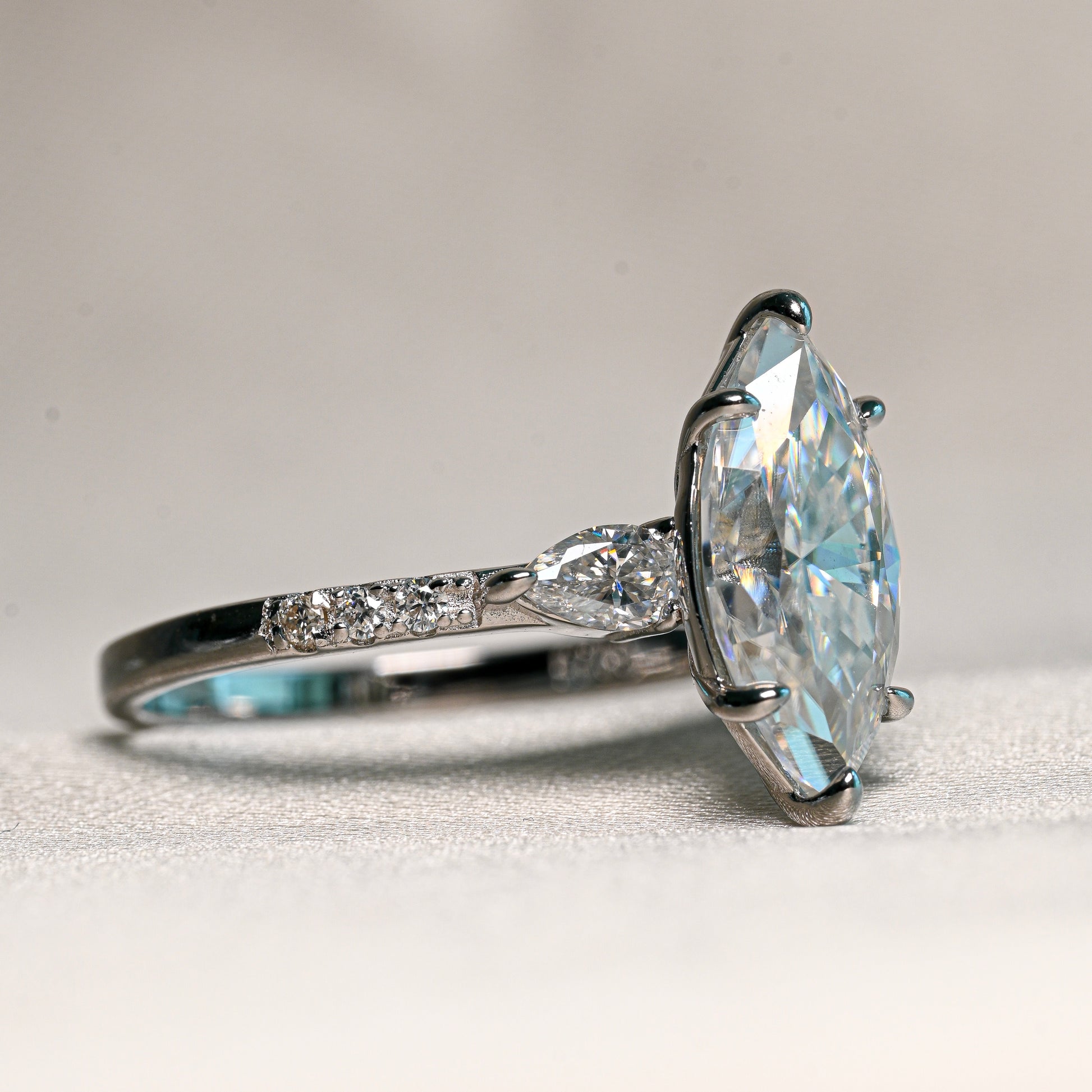 FATIMA 3 Carat Marquise Cut Moissanite Ring set in Sterling Silver
