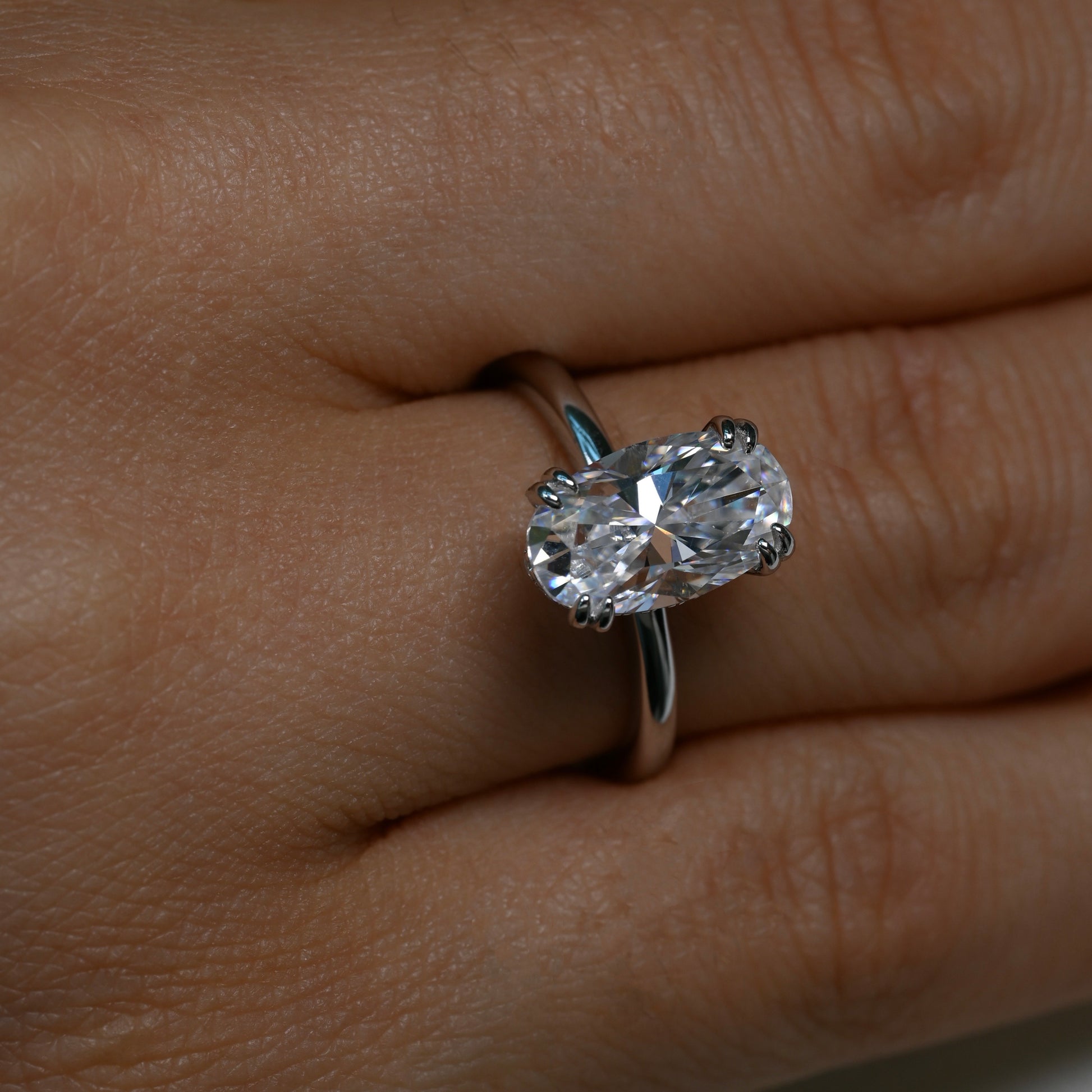 NATALY 4 Carat Oval-Cut Moissanite Ring in Sterling Silver