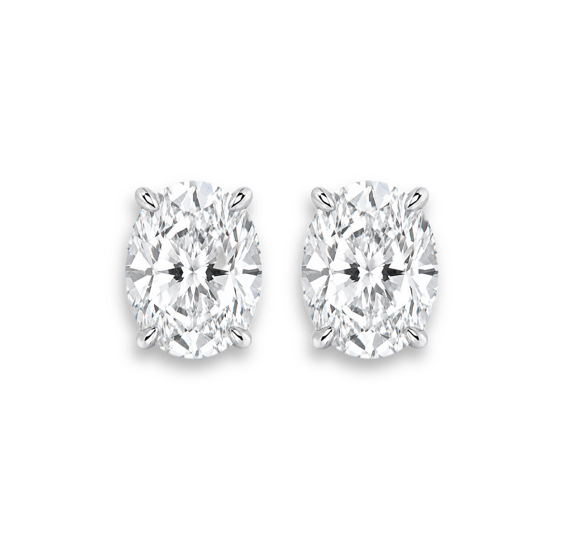 CECILIA Oval Cut Moissanite Stud Earrings – 1 Carat Each