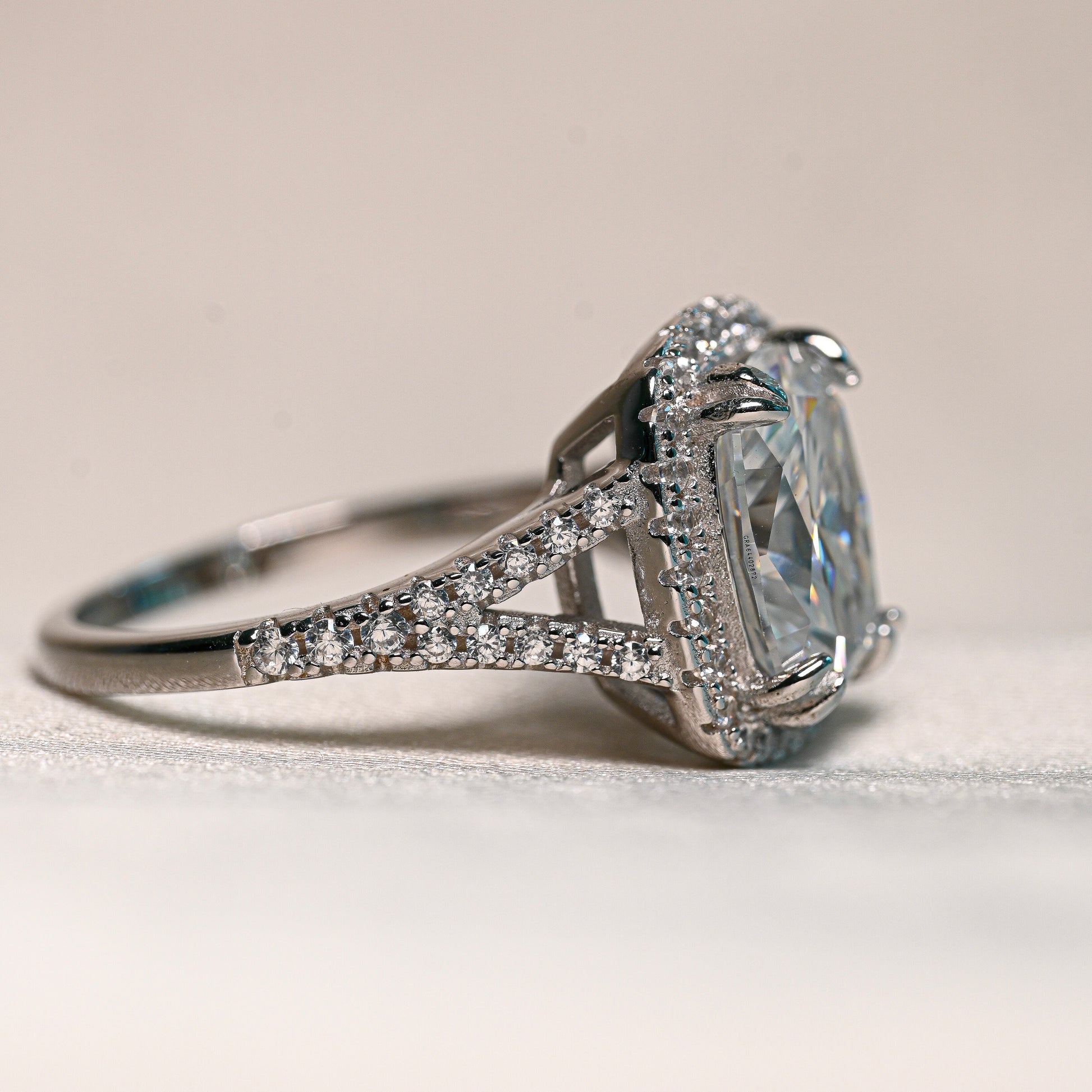 ELSIE 4 Carat Cushion-Cut Moissanite Ring in Sterling Silver