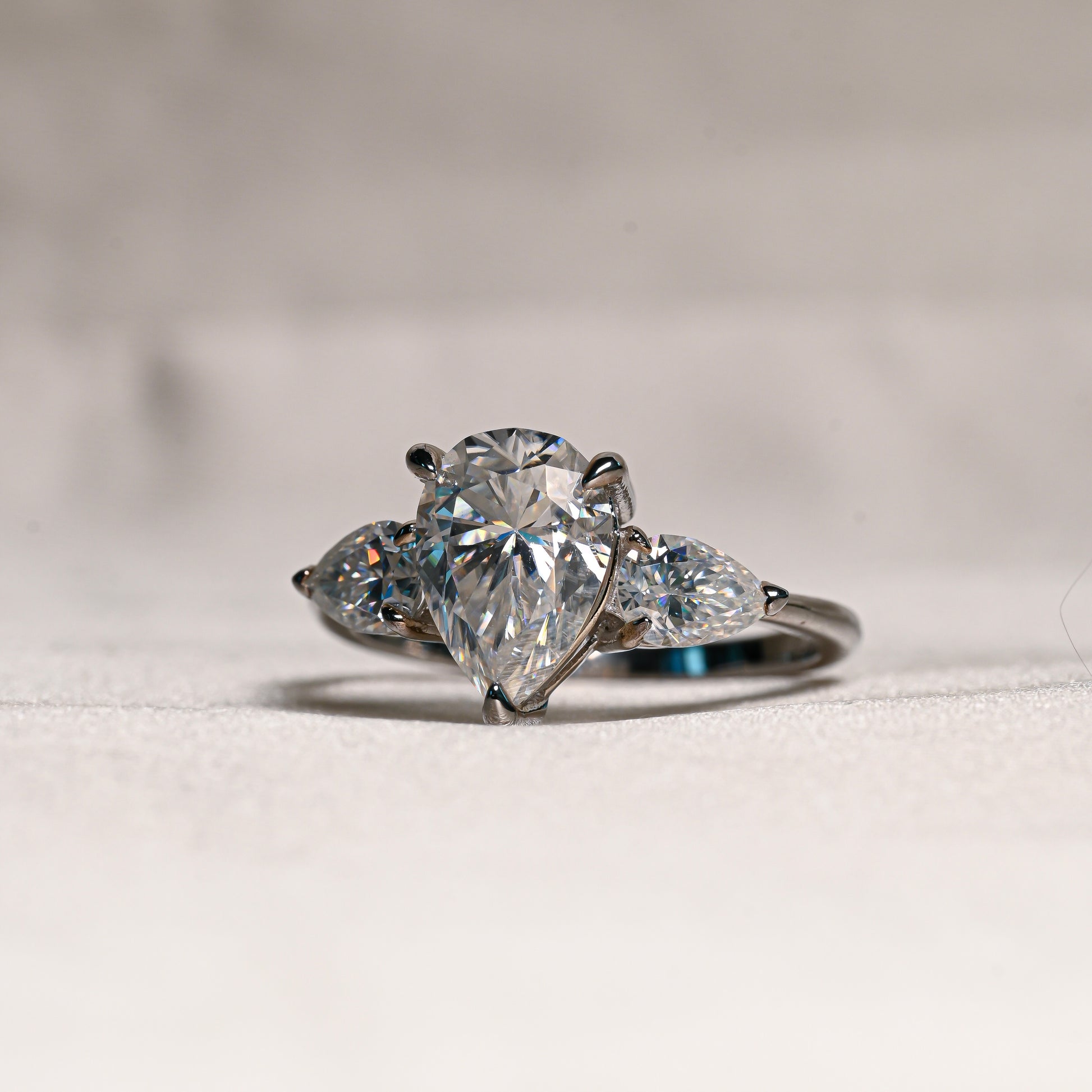 NAIMA 2 Carat Pear-Cut Moissanite Ring in Sterling Silver