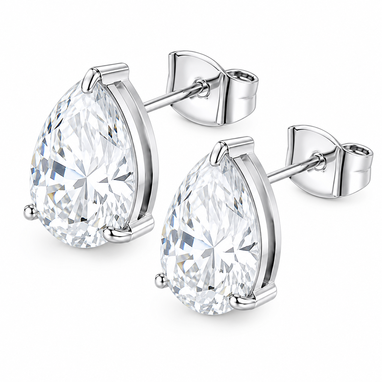 DIANA Pear Cut Moissanite Stud Earrings – 5 Carat Each