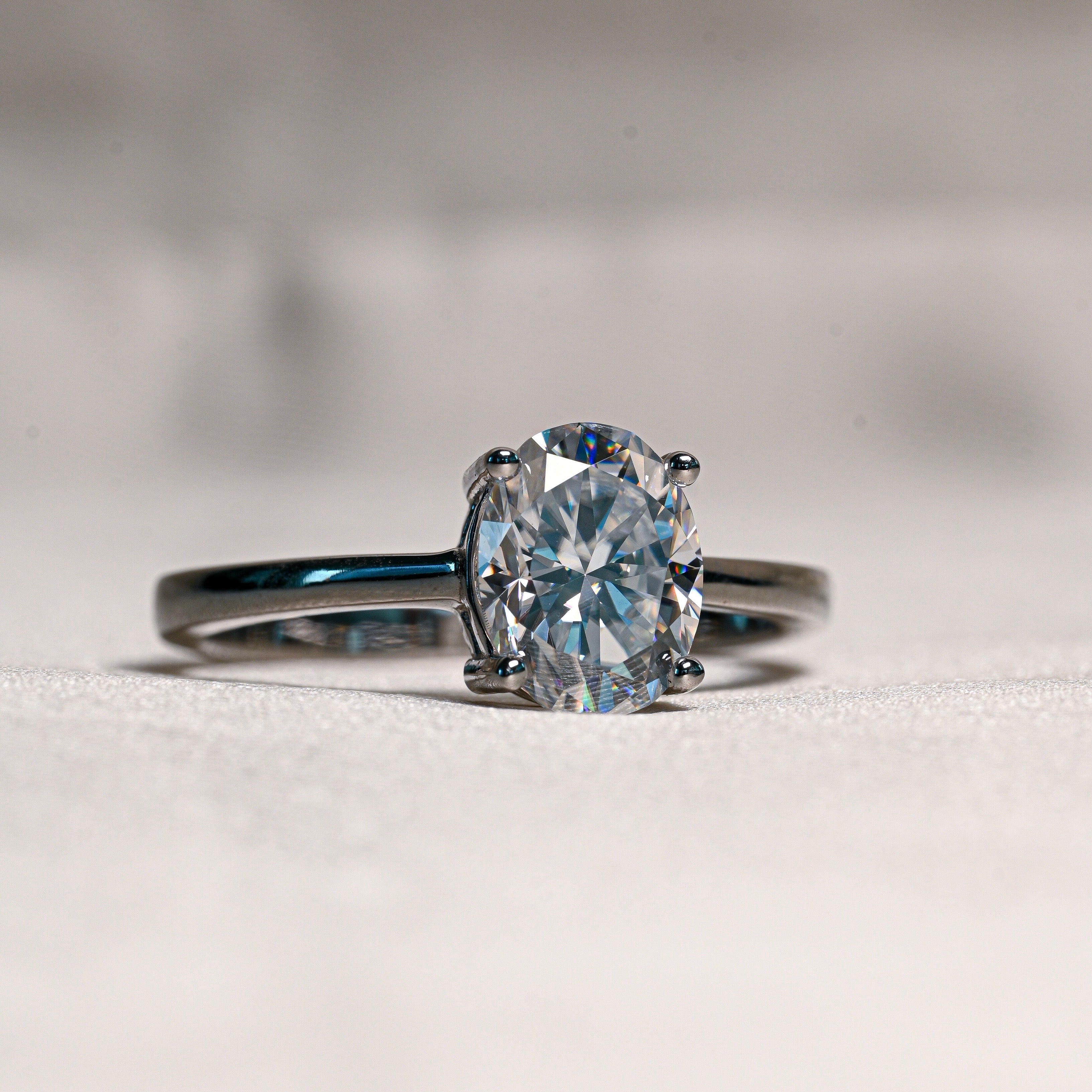 MILA 2 Carat Oval-Cut Moissanite Ring in Sterling Silver