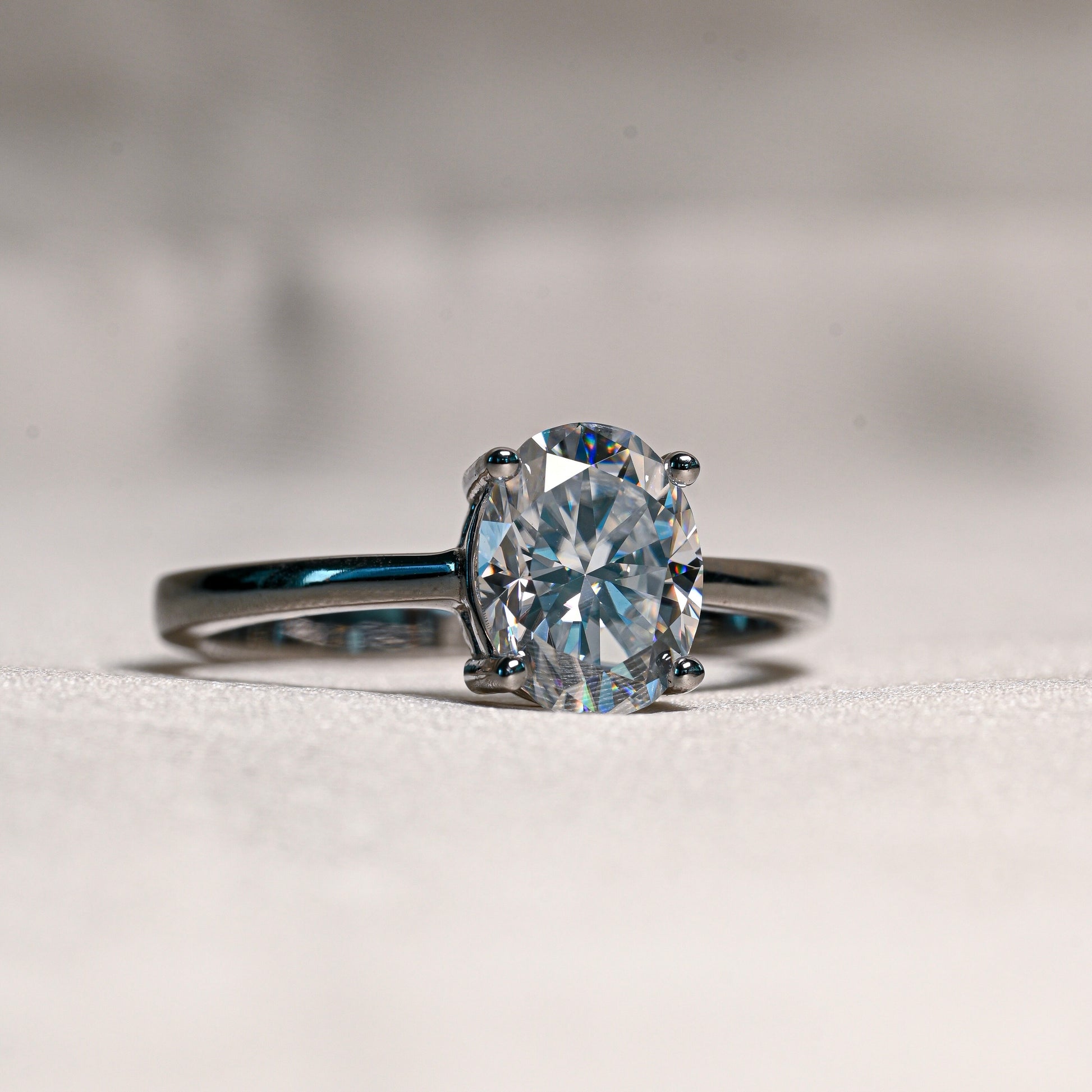 MILA 2 Carat Oval-Cut Moissanite Ring in Sterling Silver