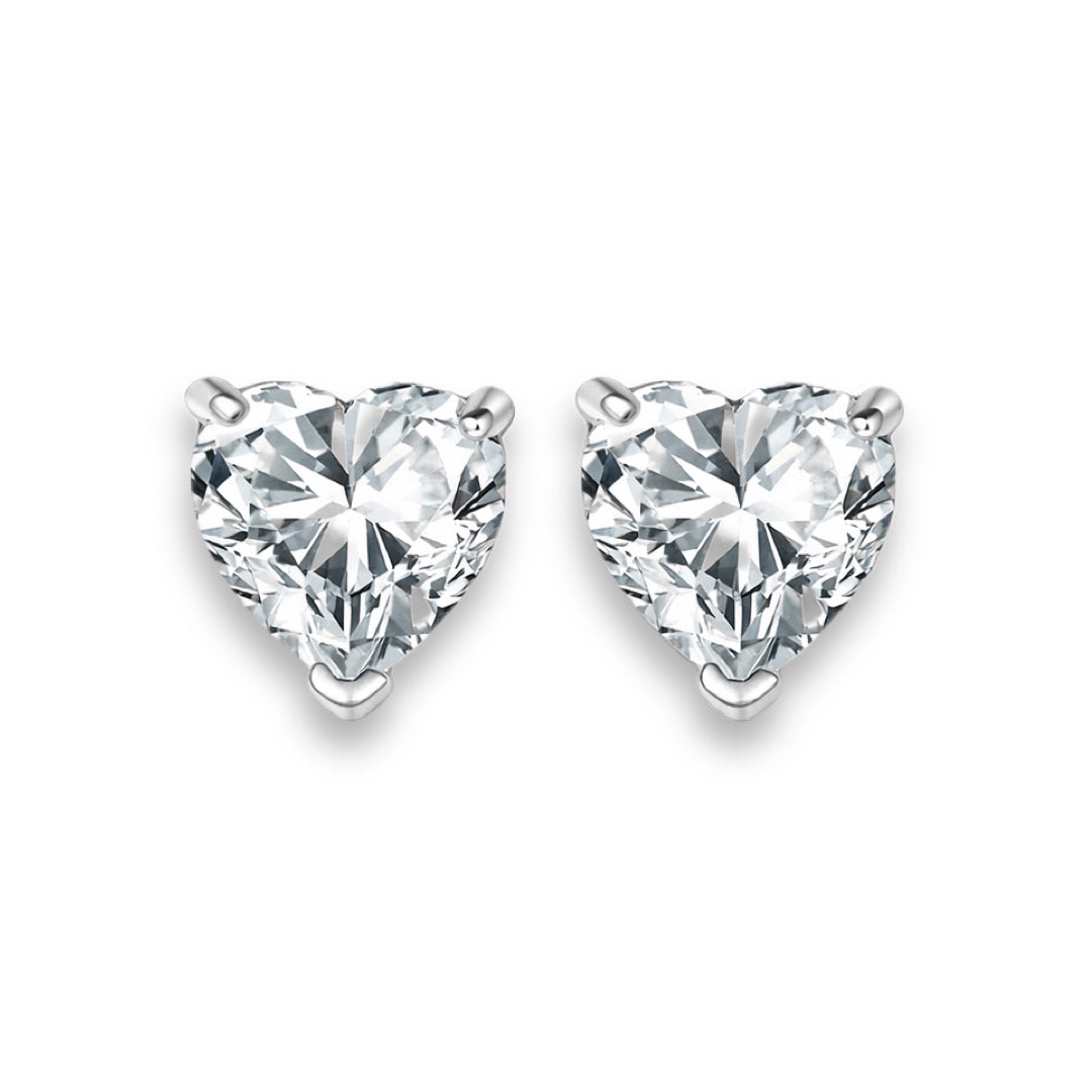 LOVE Heart Cut Moissanite Stud Earrings – 2 Carat Each (8mm)