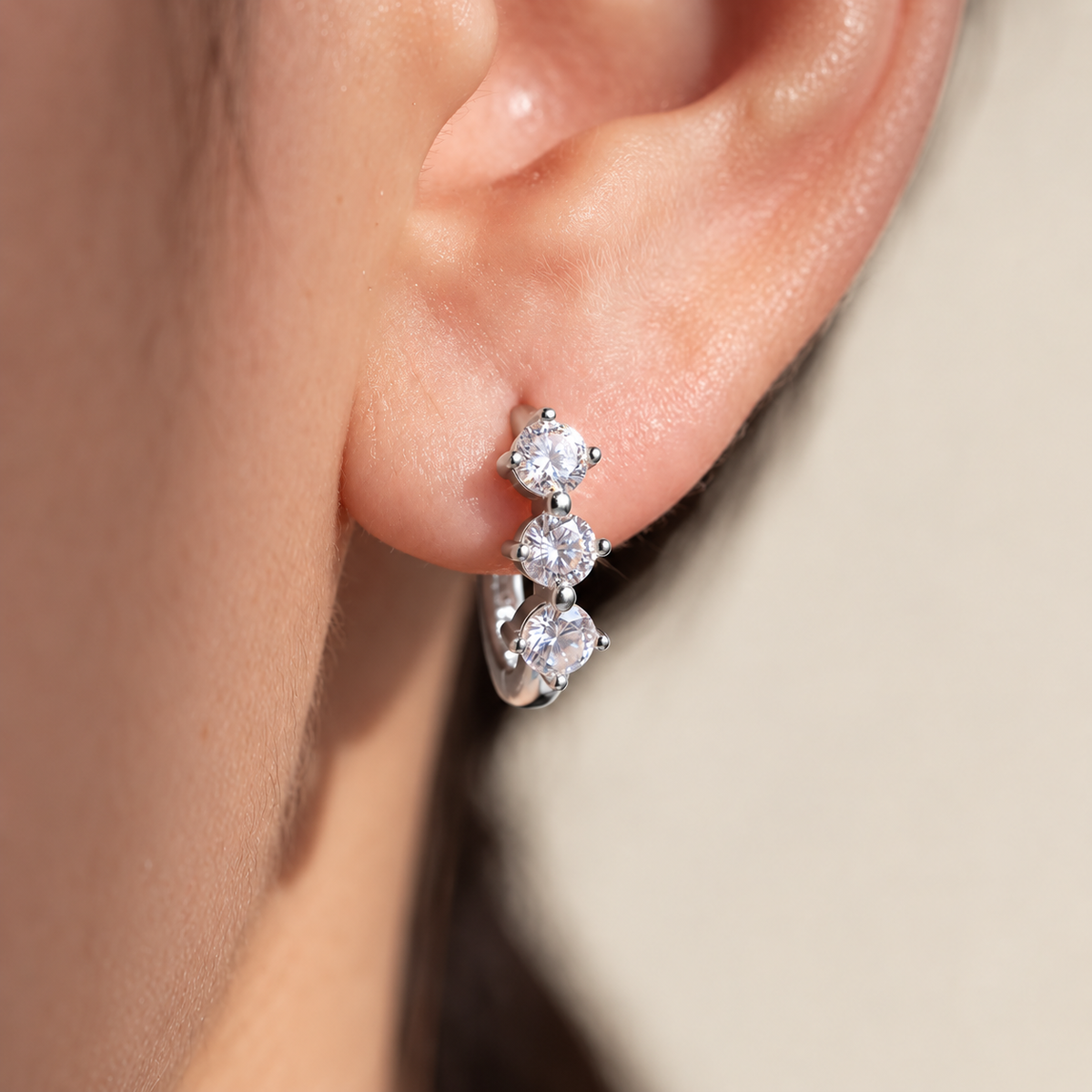 HADARA Round Cut Moissanite Stud Earrings – 0.1 Carat Each (3mm)