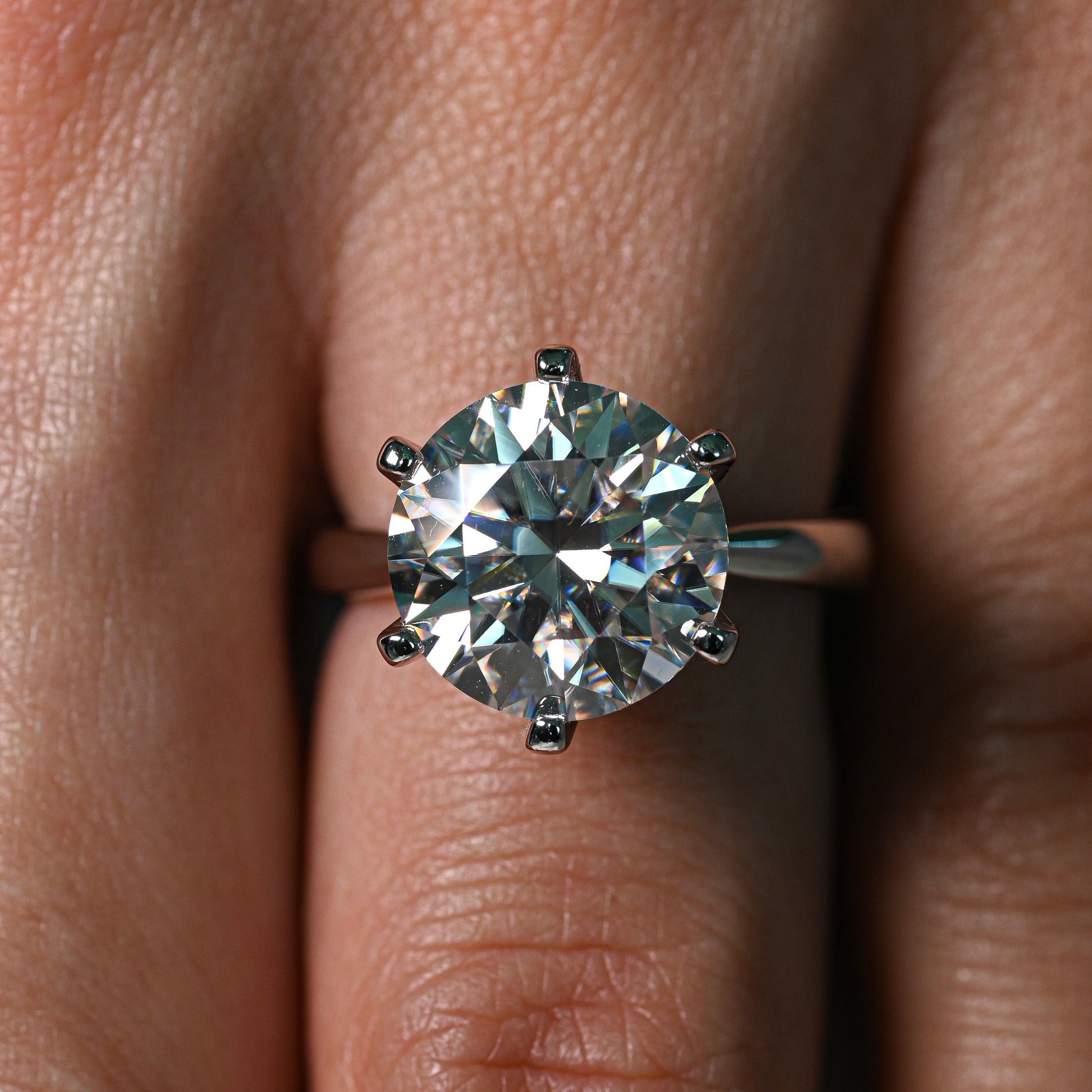 CAROL 5 Carat Round Brilliant Moissanite Ring in Sterling Silver