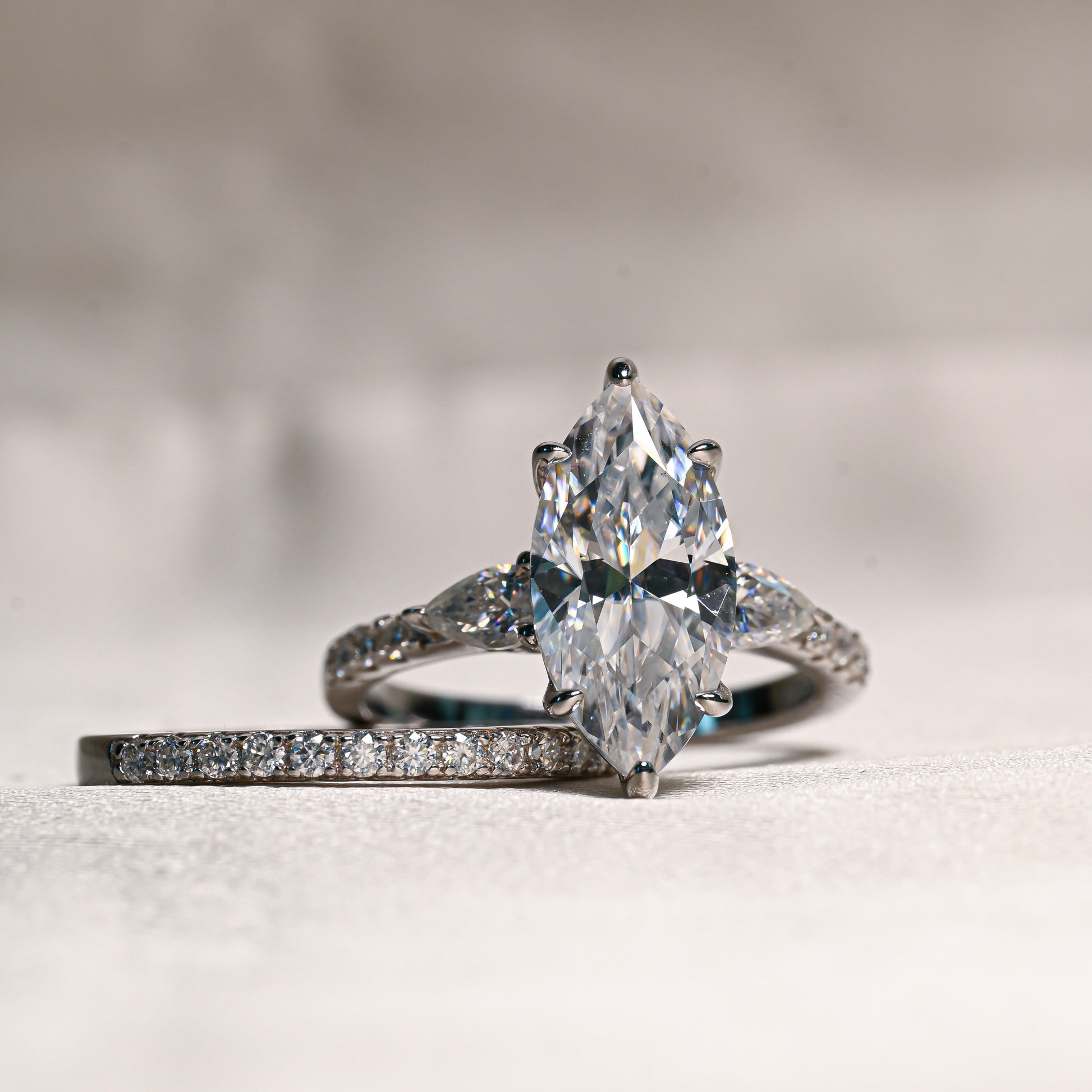 FATIMA 3 Carat Marquise Cut Moissanite Ring set in Sterling Silver