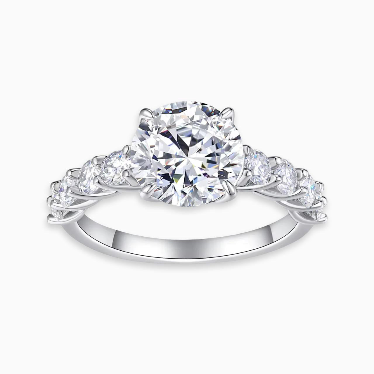 YASMEEN 3 Carat Round Brilliant Moissanite Ring in Sterling Silver