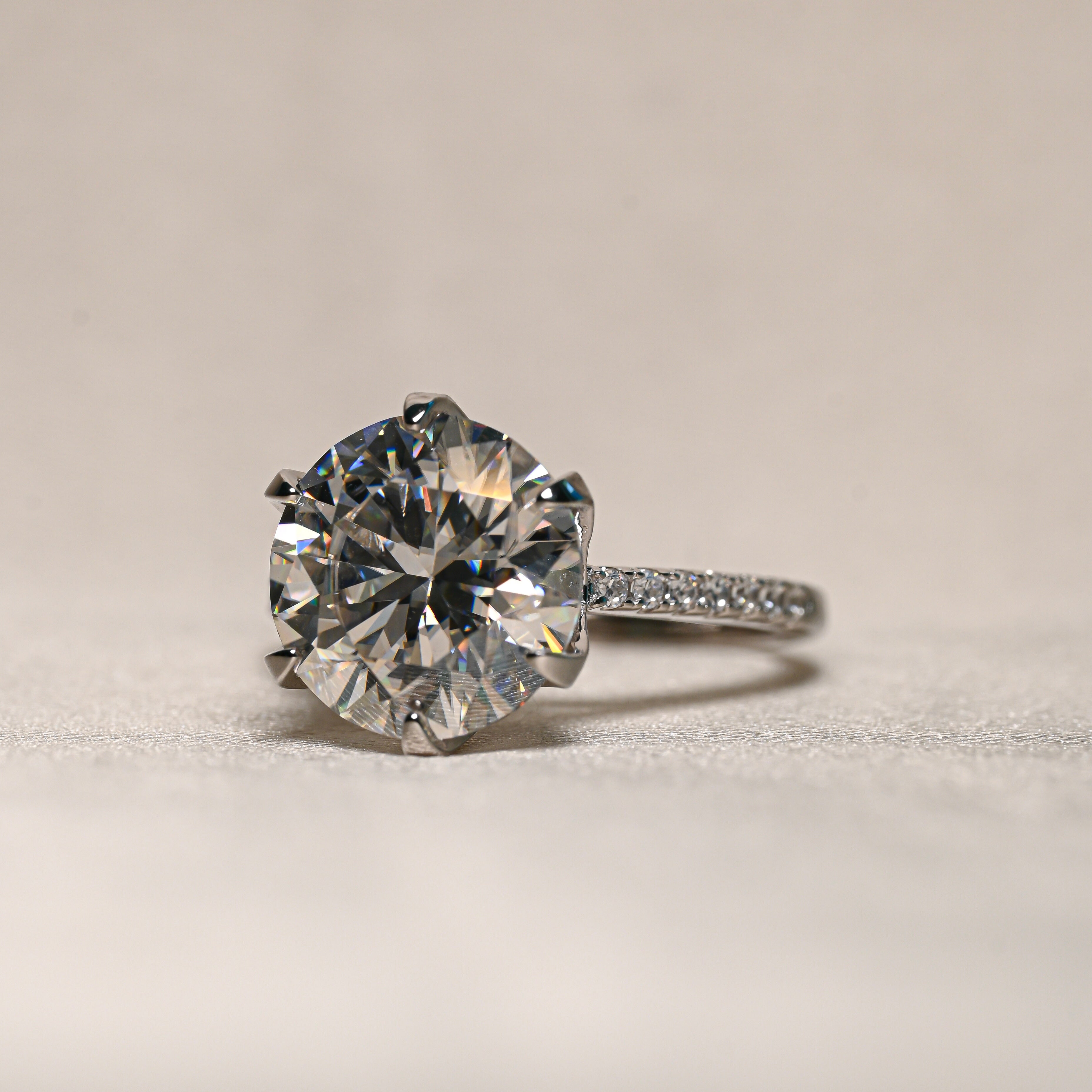 ANGELICA 5 Carat Round Brilliant Moissanite Ring in Sterling Silver
