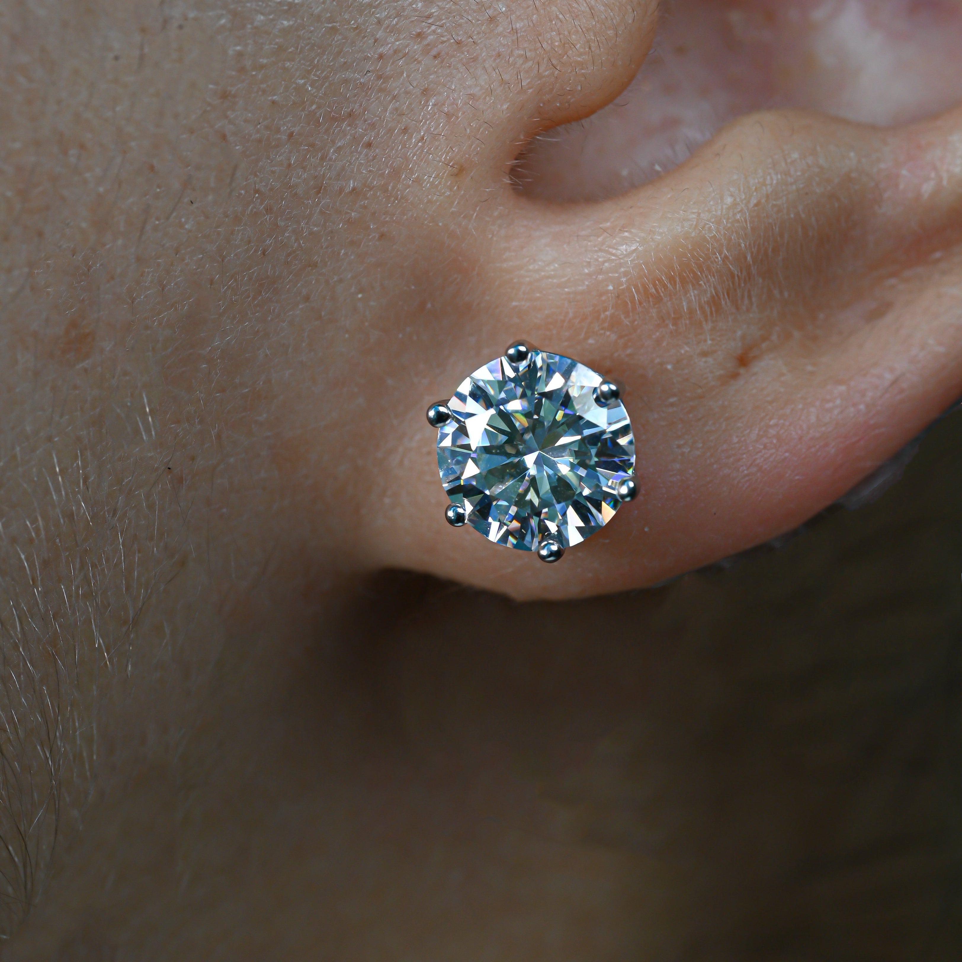 ZAFIRA Round Cut Moissanite Stud Earrings – 3 Carat Each (9mm)