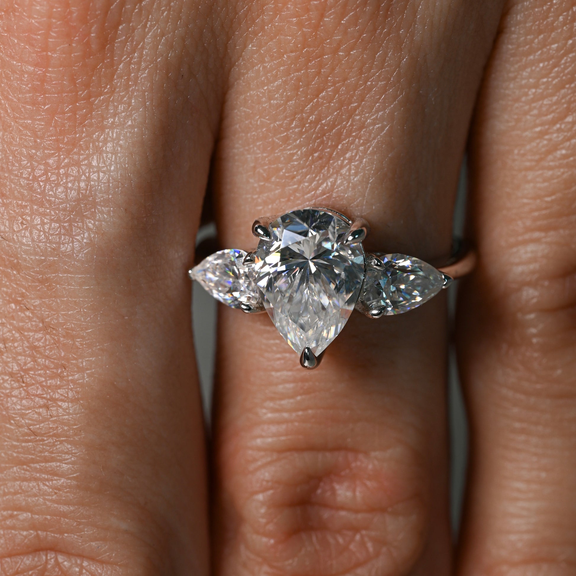 NAIMA 2 Carat Pear-Cut Moissanite Ring in Sterling Silver