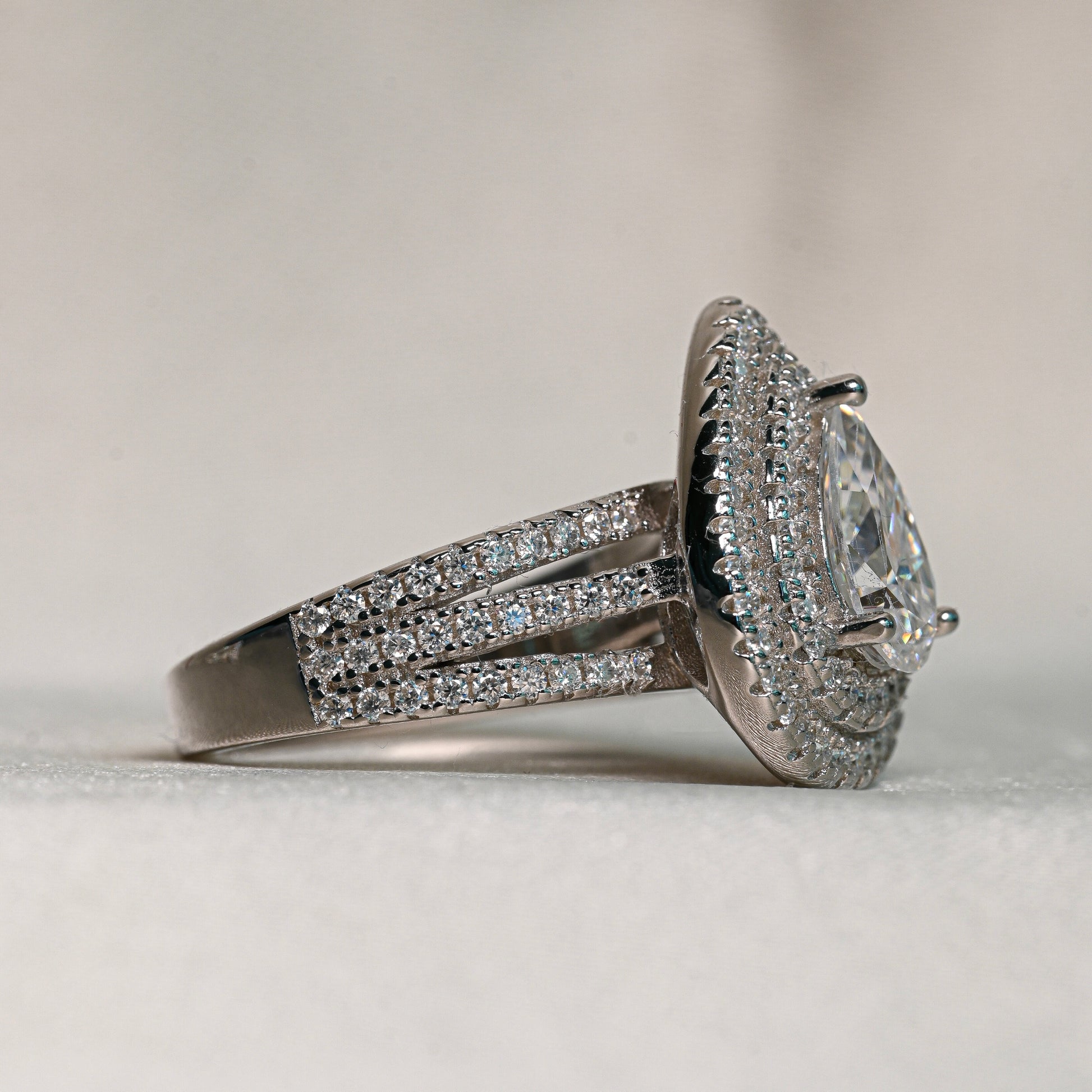 TAHIRA 1.5 Carat Pear-Cut Moissanite Ring Set in Sterling Silver