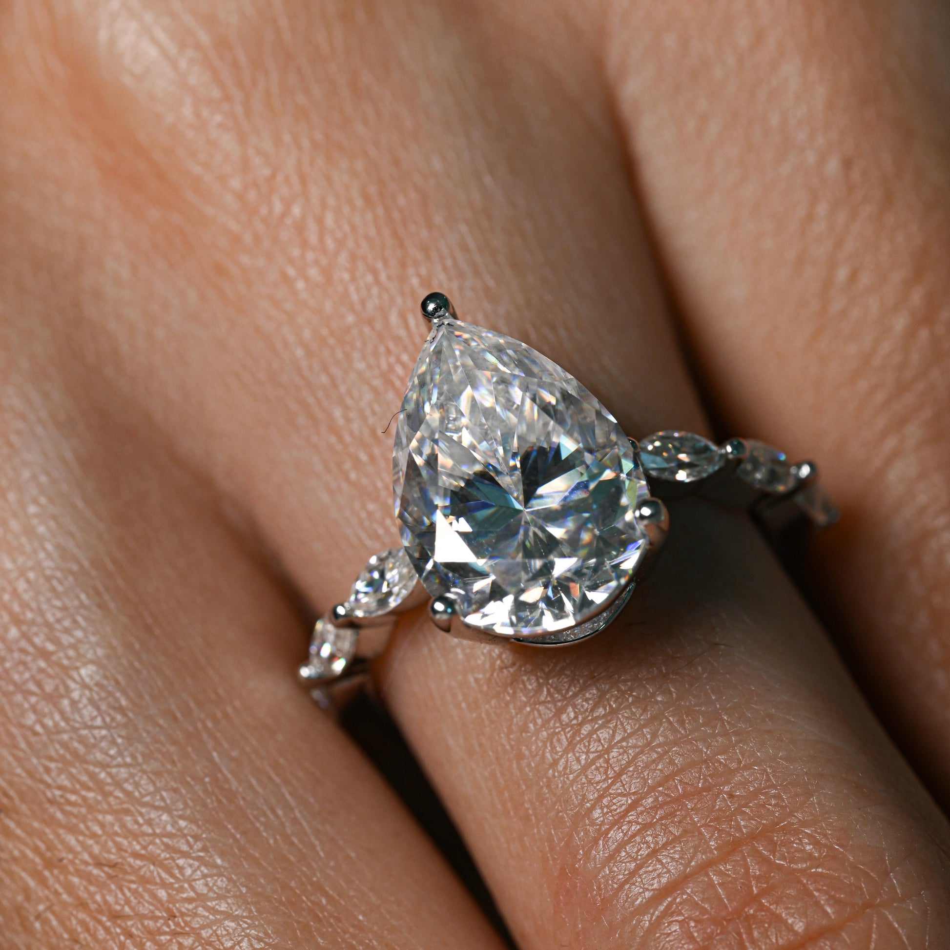 KAYLA 5 Carat Pear-Cut Moissanite Ring in Sterling Silver