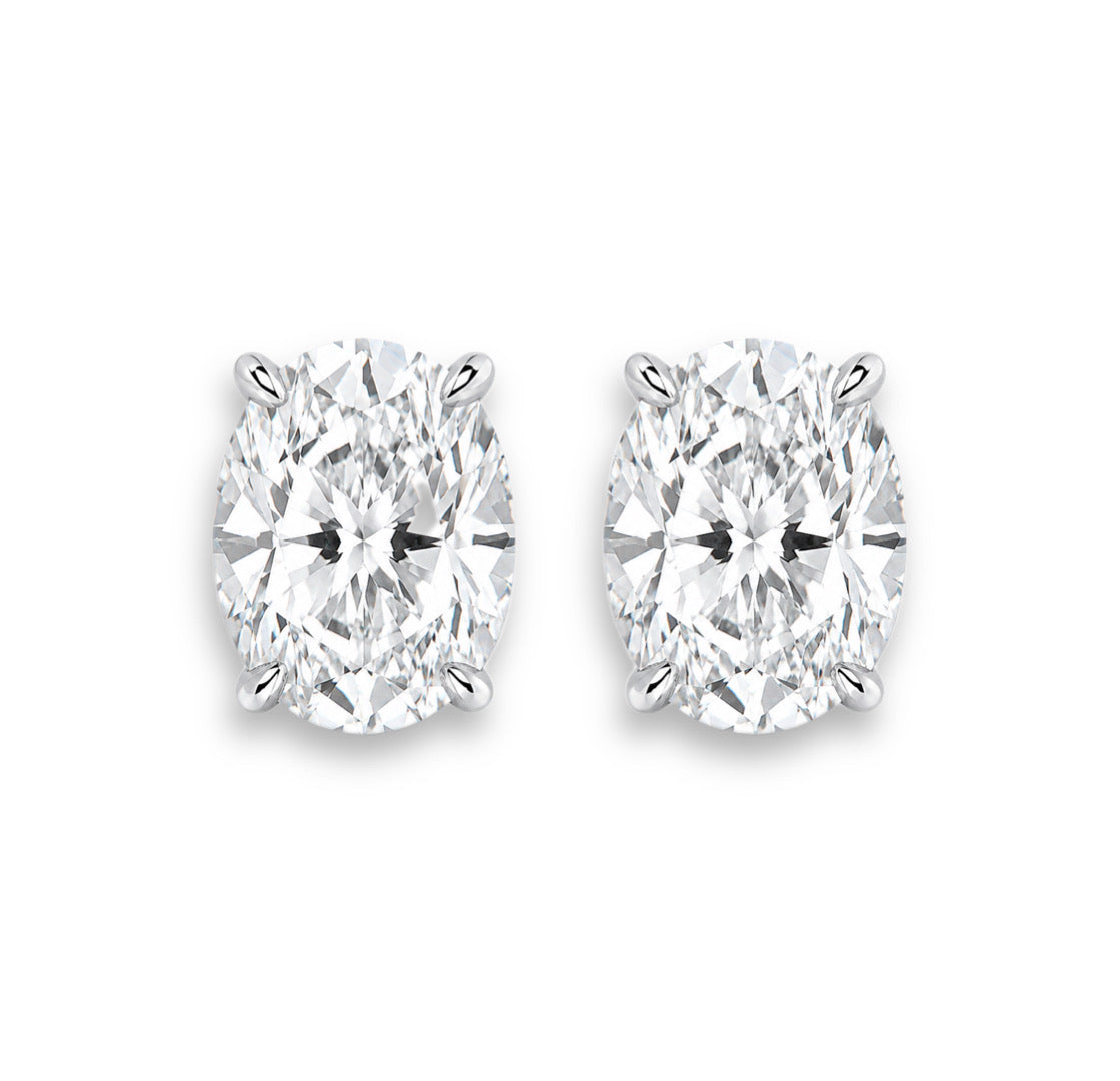 LIANARA Oval Cut Moissanite Stud Earrings – 2 Carat Each