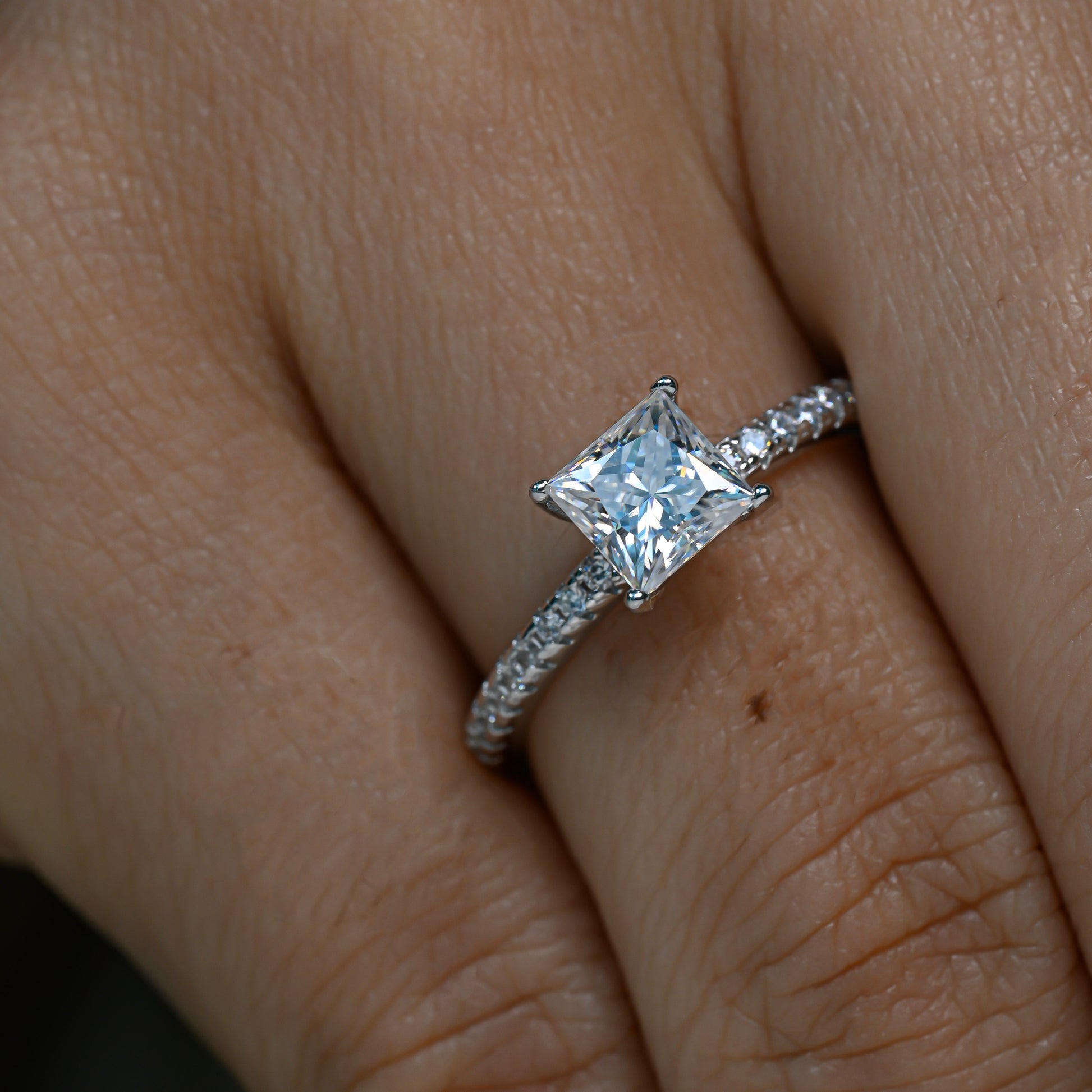 MIAH 1 Carat Princess-cut Moissanite Ring in Sterling Silver