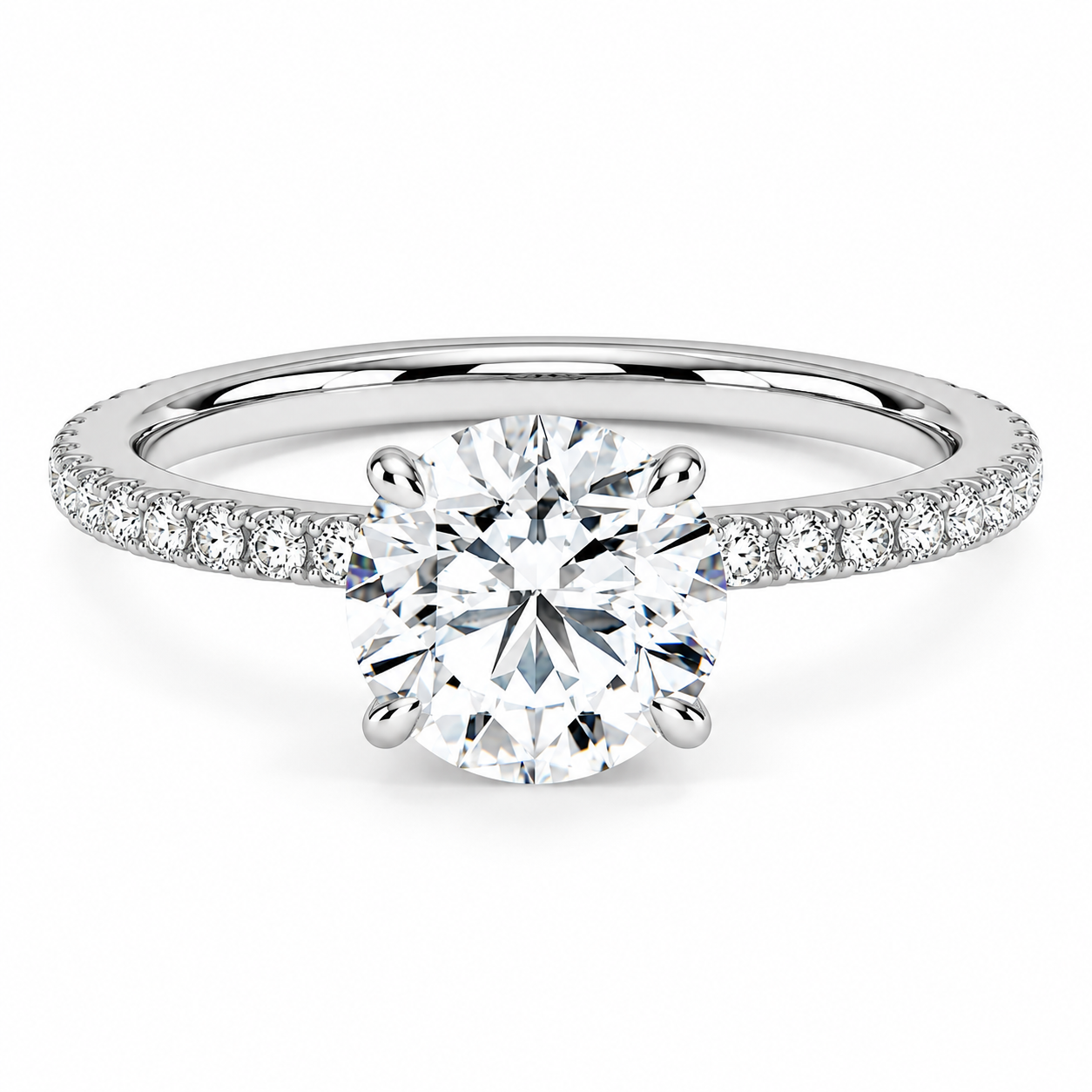 LEENA 1 Carat Round Brilliant Moissanite Ring in Sterling Silver