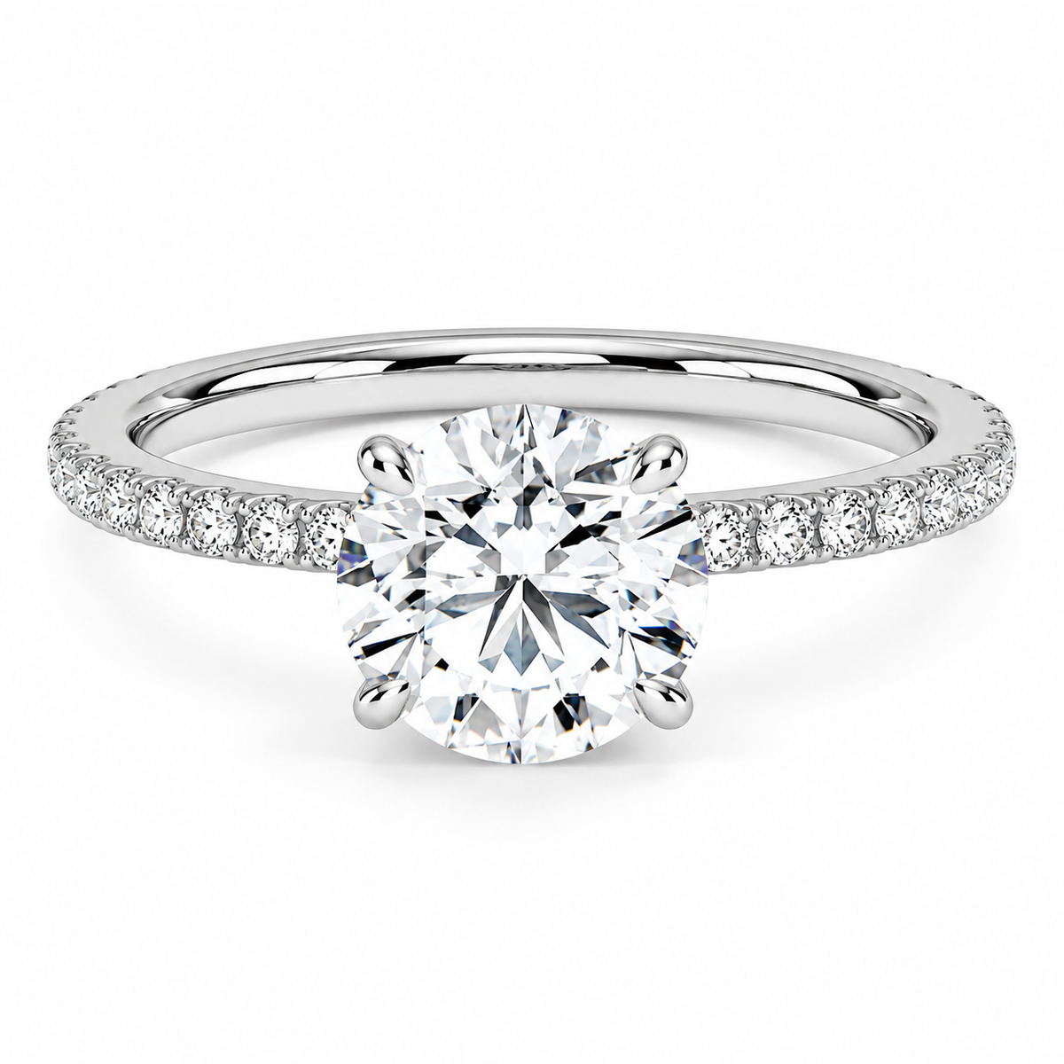 LEENA 1 Carat Round Brilliant Moissanite Ring in Sterling Silver