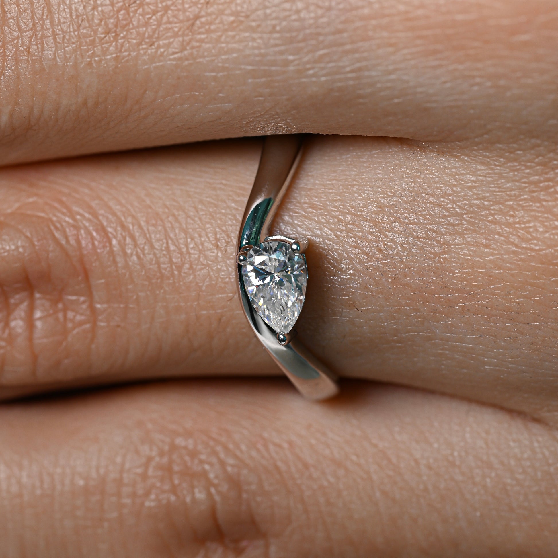 ROMANA 0.5 Carat Pear-Cut Moissanite Ring in Sterling Silver