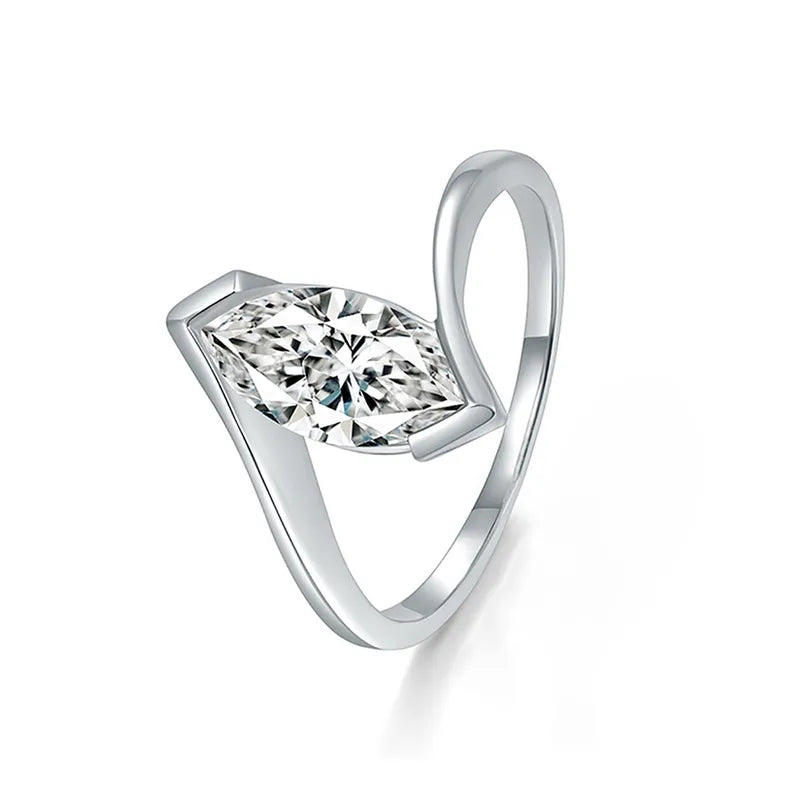 ERIKA 1 Carat Marquise-Cut Moissanite Ring in Sterling Silver
