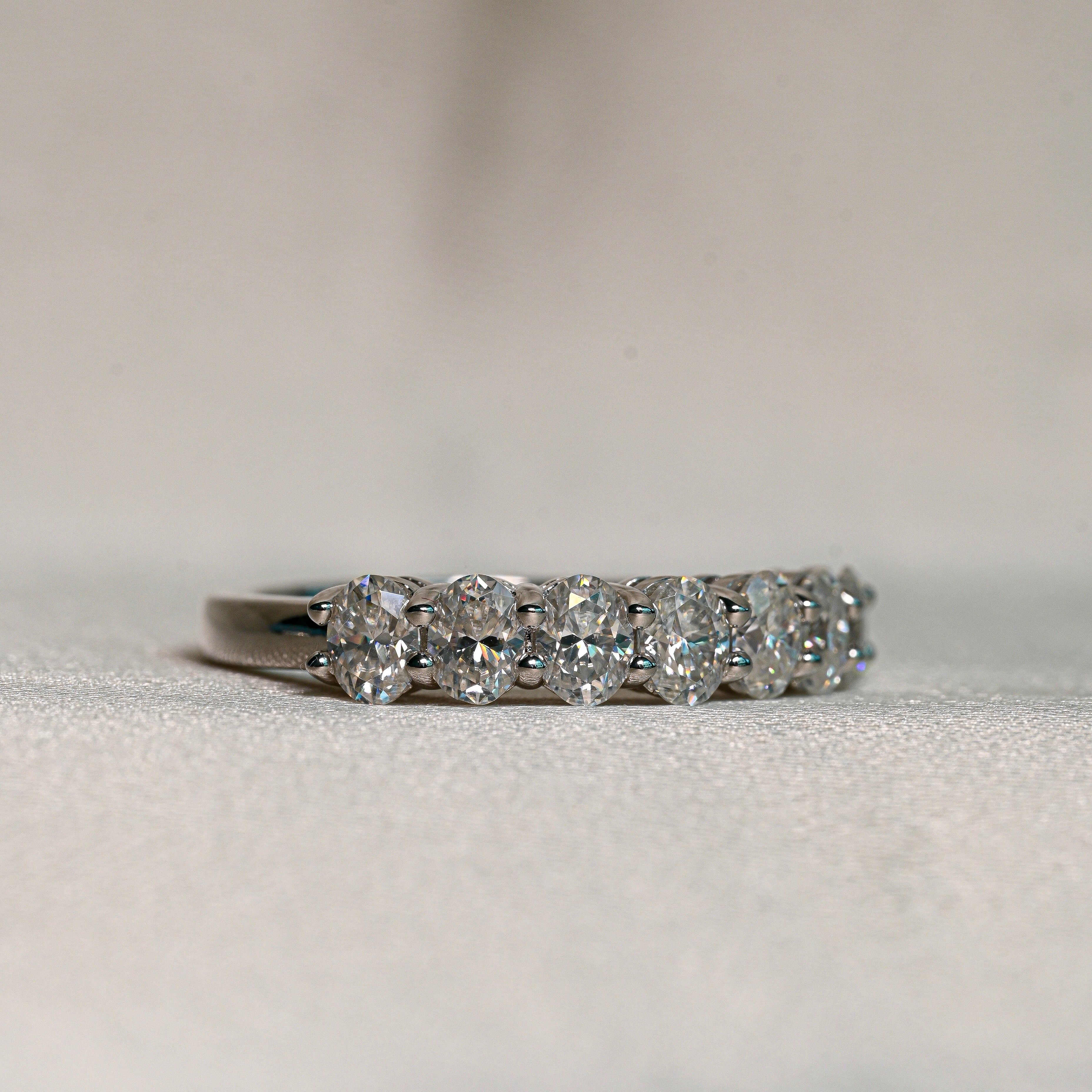 FAHDA 3 Carat Oval-Cut Moissanite Band in Sterling Silver