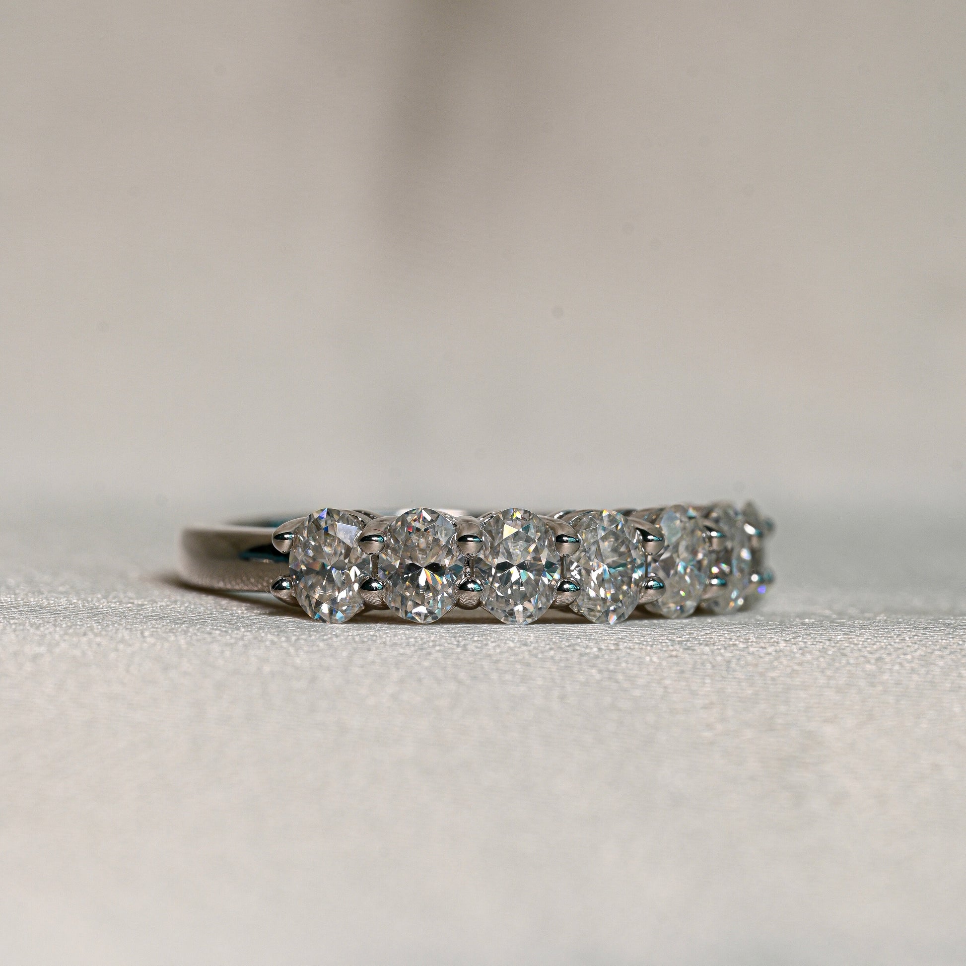 FAHDA 3 Carat Oval-Cut Moissanite Band in Sterling Silver