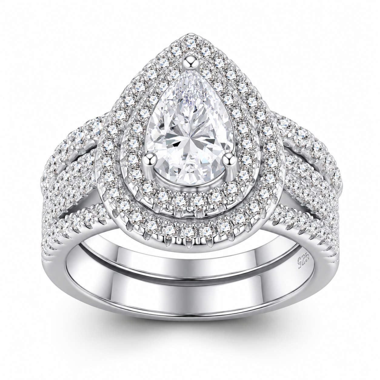 TAHIRA 1.5 Carat Pear-Cut Moissanite Ring Set in Sterling Silver