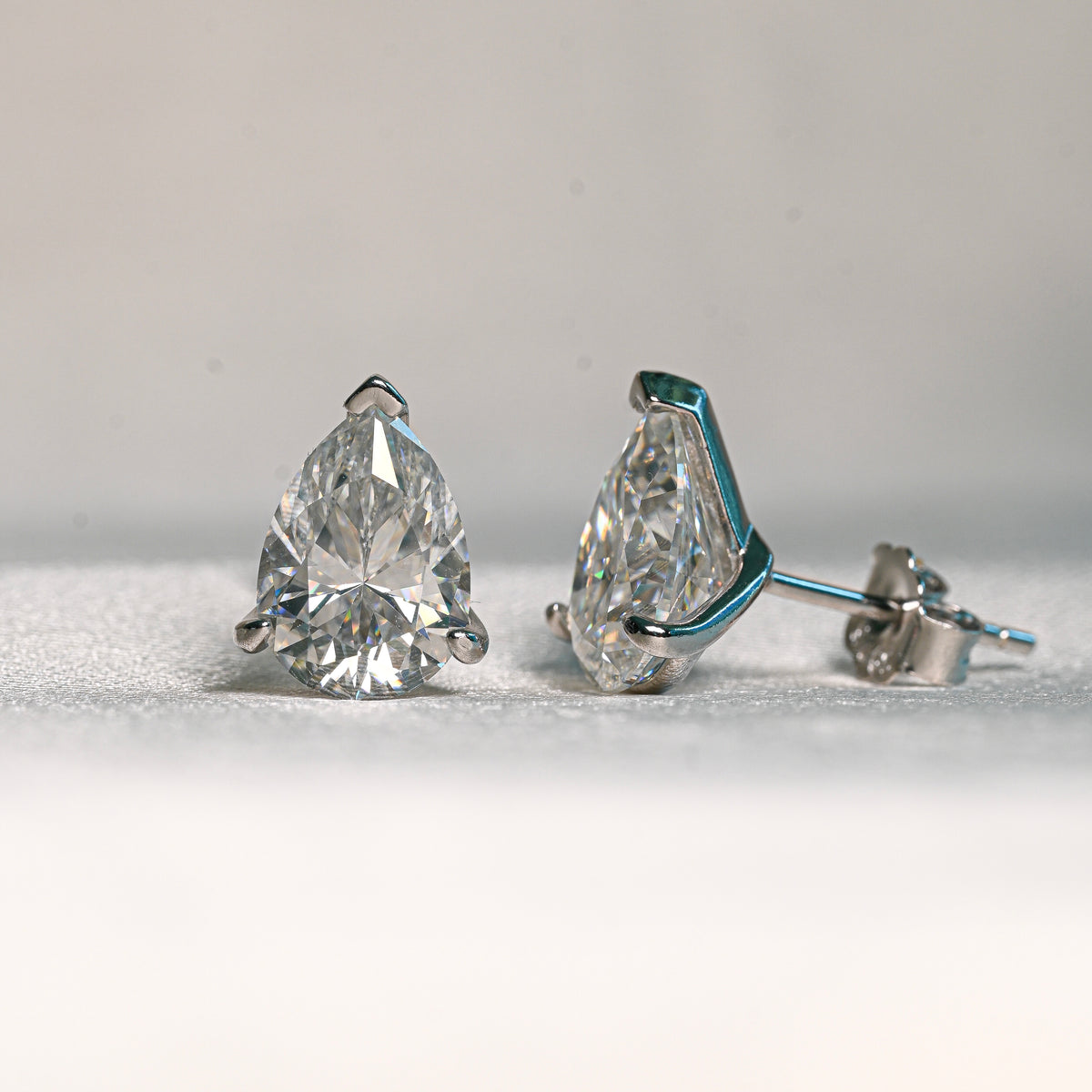 ALINE Pear Cut Moissanite Stud Earrings – 2 Carat Each