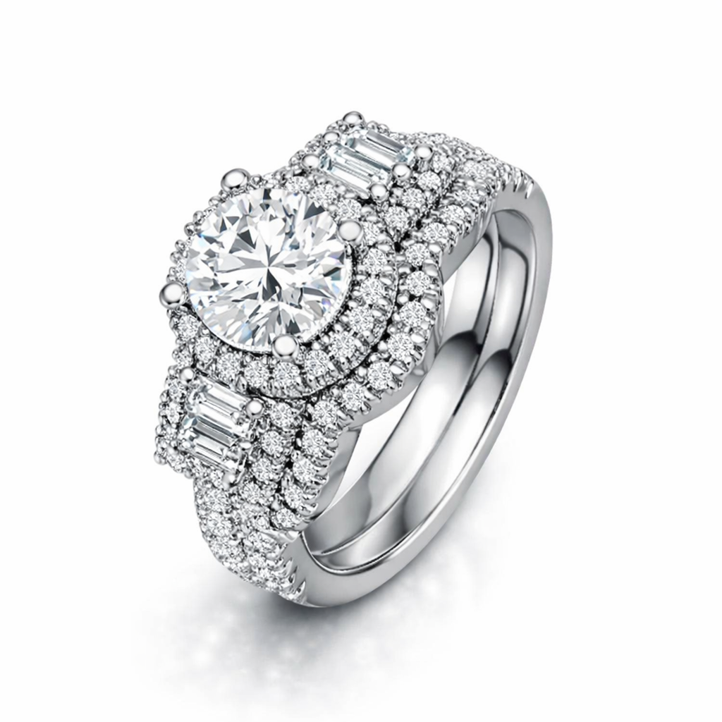 BASMA 1 Carat Round-cut Moissanite Ring set in Sterling Silver
