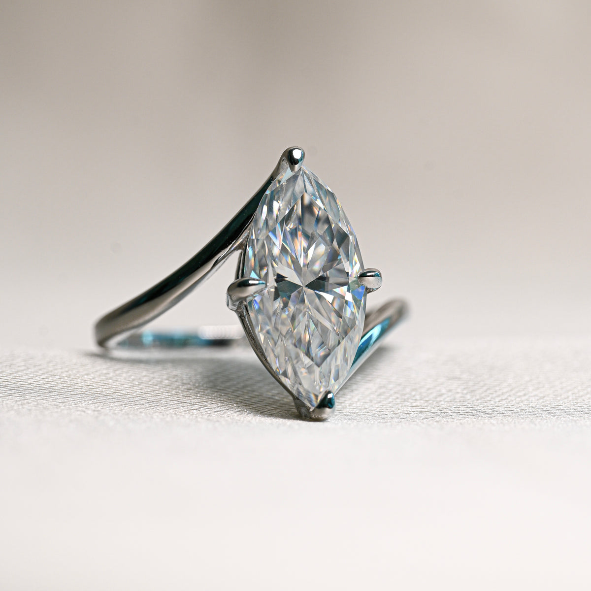 GEMMA 3 Carat Marquise-Cut Moissanite Ring in Sterling Silver
