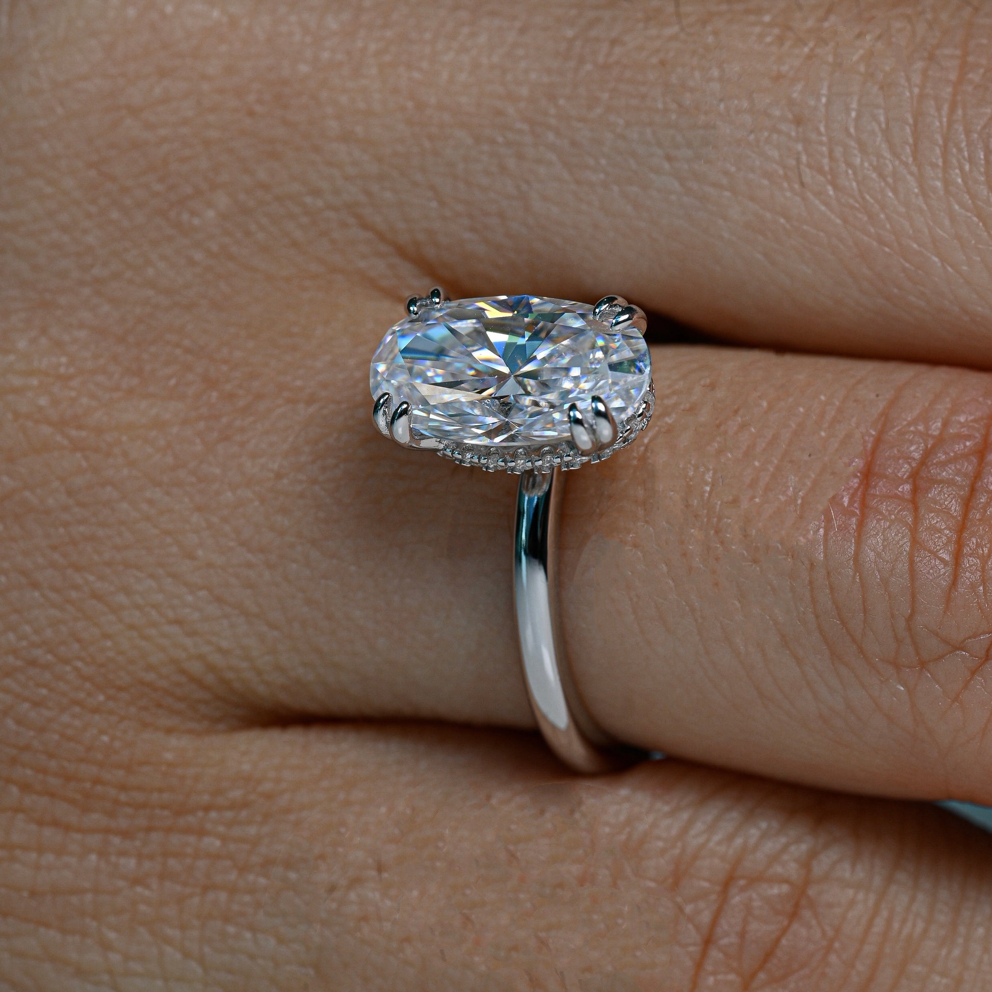 NATALY 4 Carat Oval-Cut Moissanite Ring in Sterling Silver