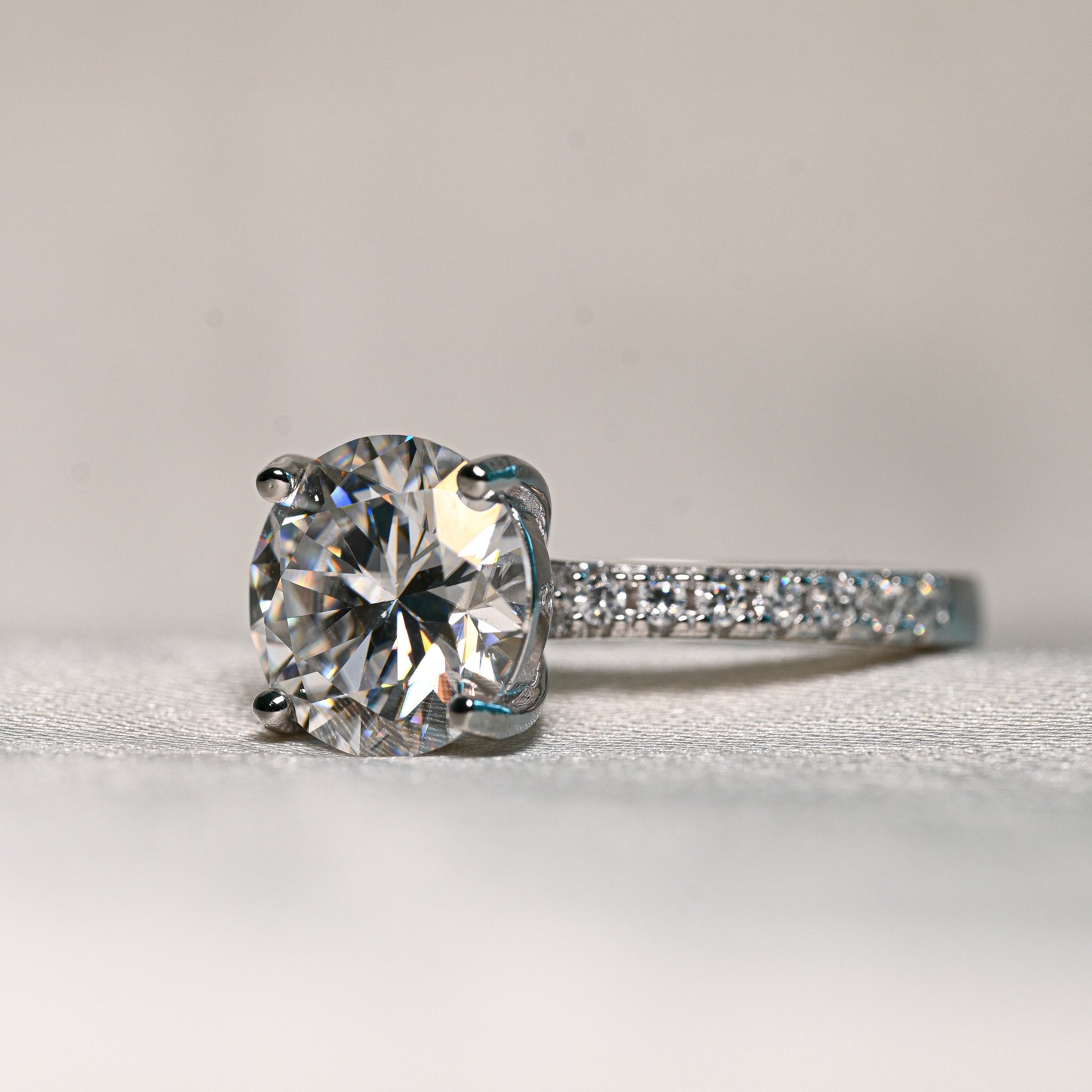 MILA 3 Carat Round Brilliant Moissanite Ring in Sterling Silver