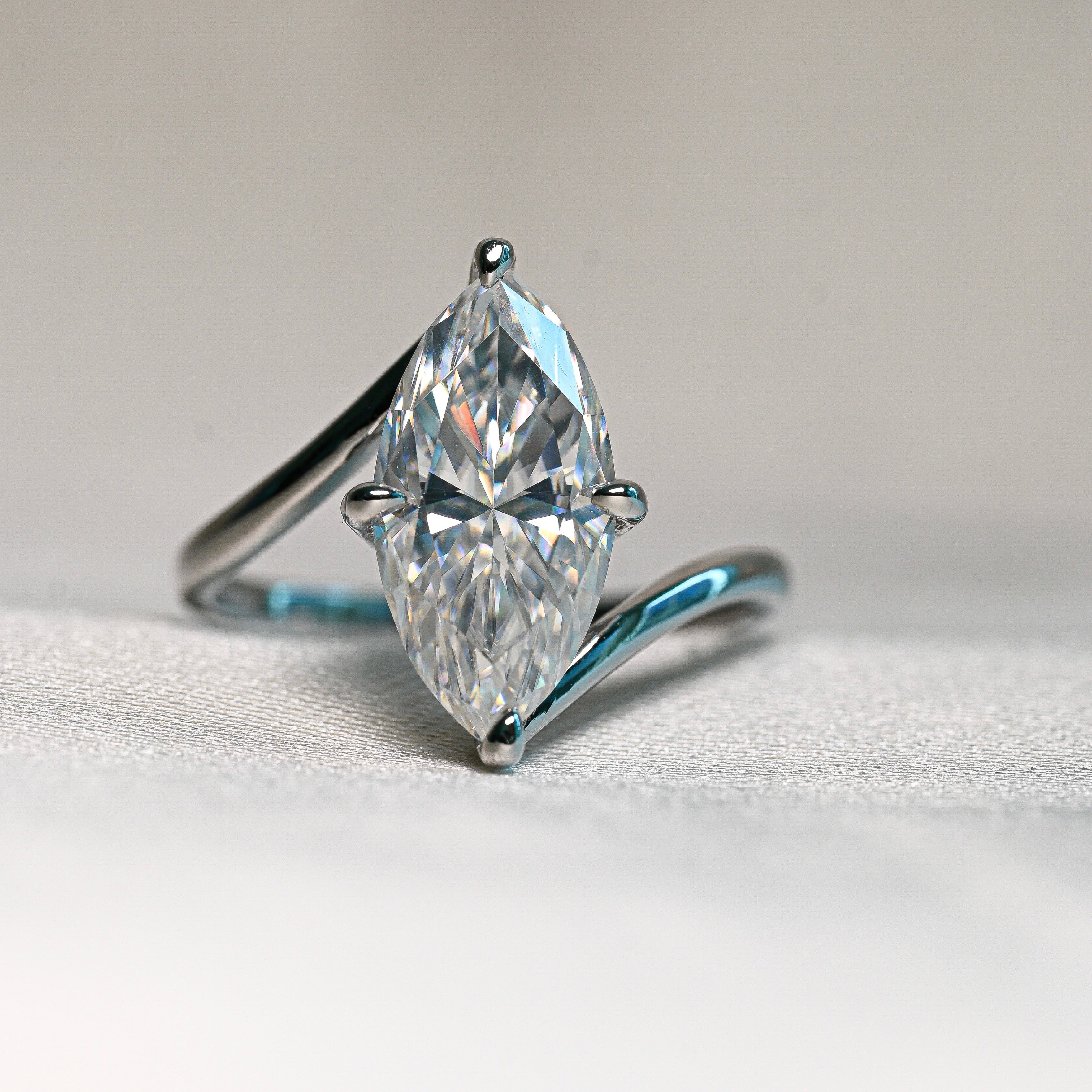 GEMMA 3 Carat Marquise-Cut Moissanite Ring in Sterling Silver