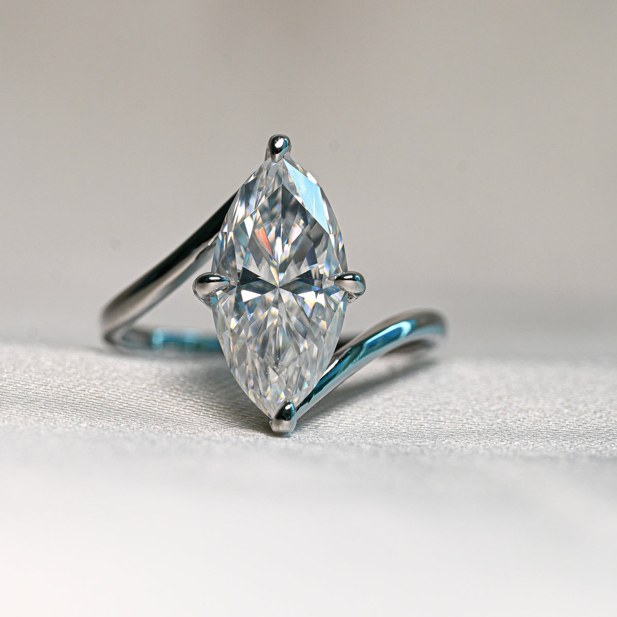 GEMMA 3 Carat Marquise-Cut Moissanite Ring in Sterling Silver