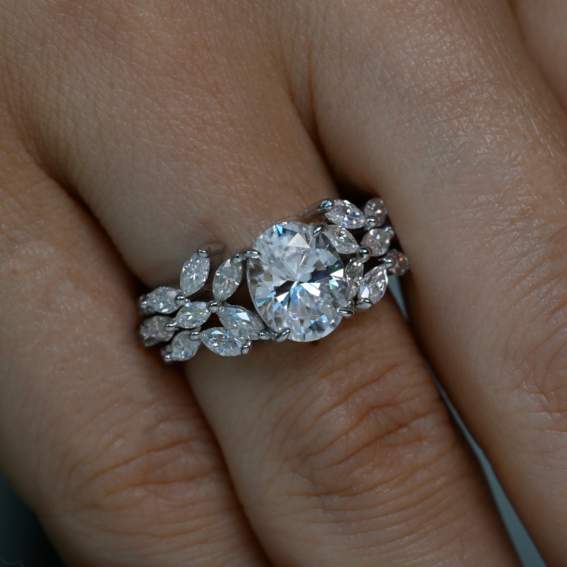 LUCKY 2 Carat Oval Moissanite Ring Set in Sterling Silver