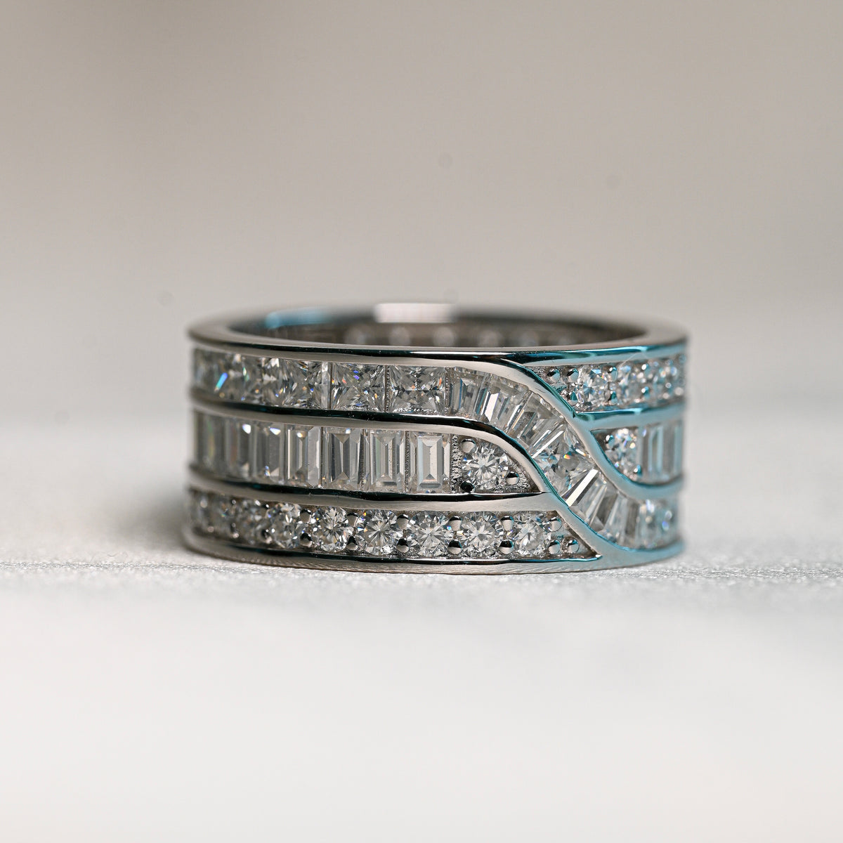 BLAKELY Full Mix-Stones Moissanite Band in Sterling Silver
