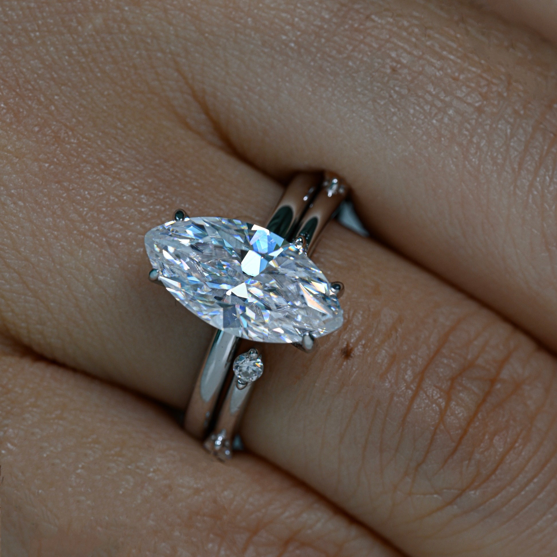 MARIA 3 Carat Marquise Cut Moissanite Ring set in Sterling Silver