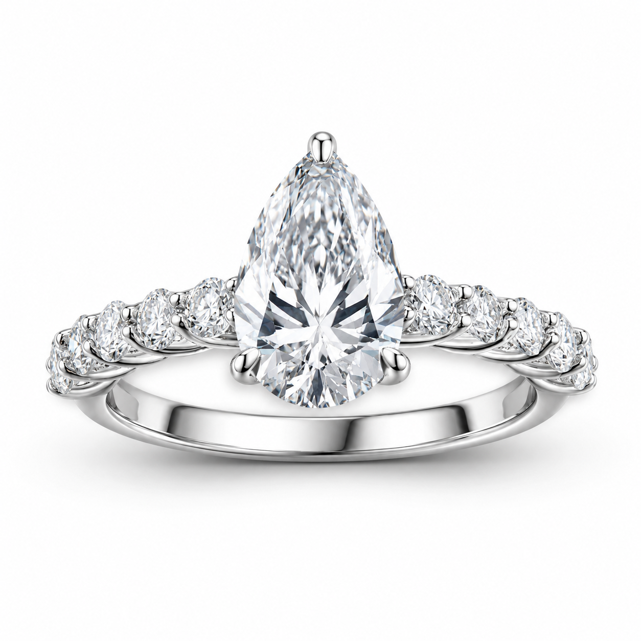 SAMARA 3 Carat Pear Cut Moissanite Ring in Sterling Silver