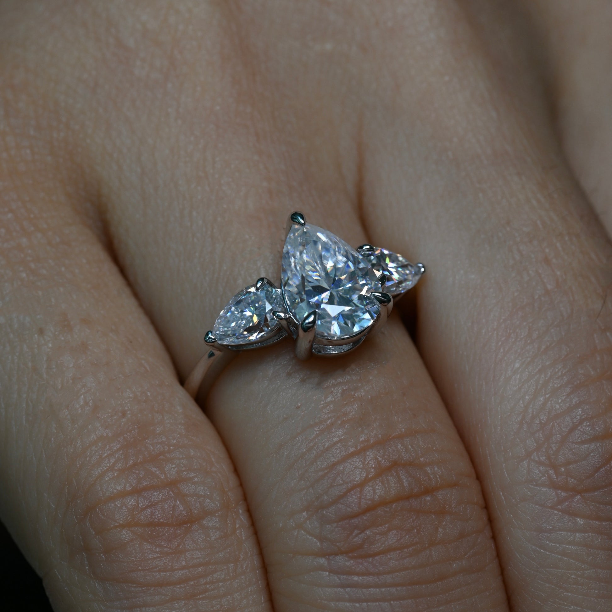 NAIMA 2 Carat Pear-Cut Moissanite Ring in Sterling Silver