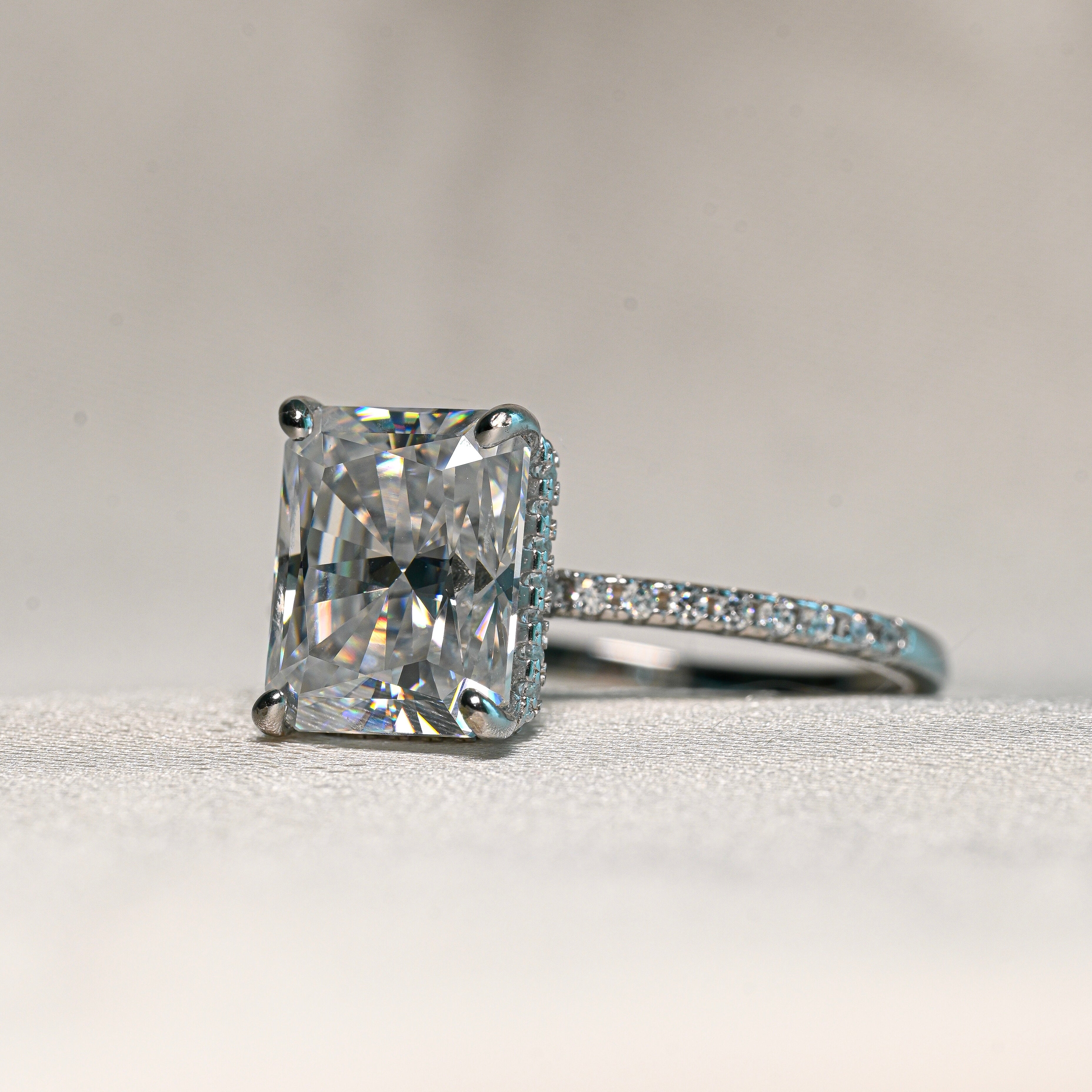 PAMELA 4 Carat Radiant-cut Moissanite Ring in Sterling Silver