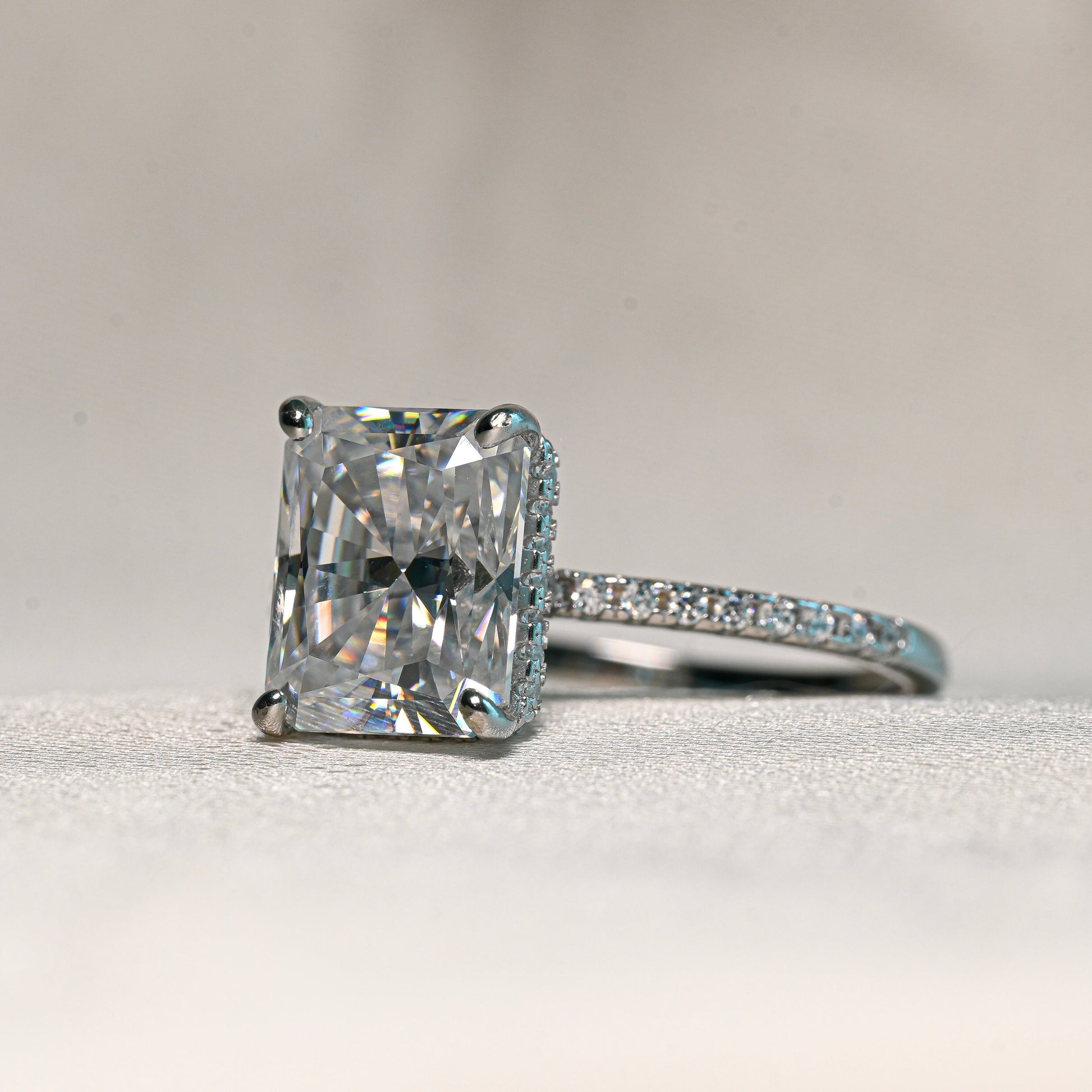 PAMELA 4 Carat Radiant-cut Moissanite Ring in Sterling Silver