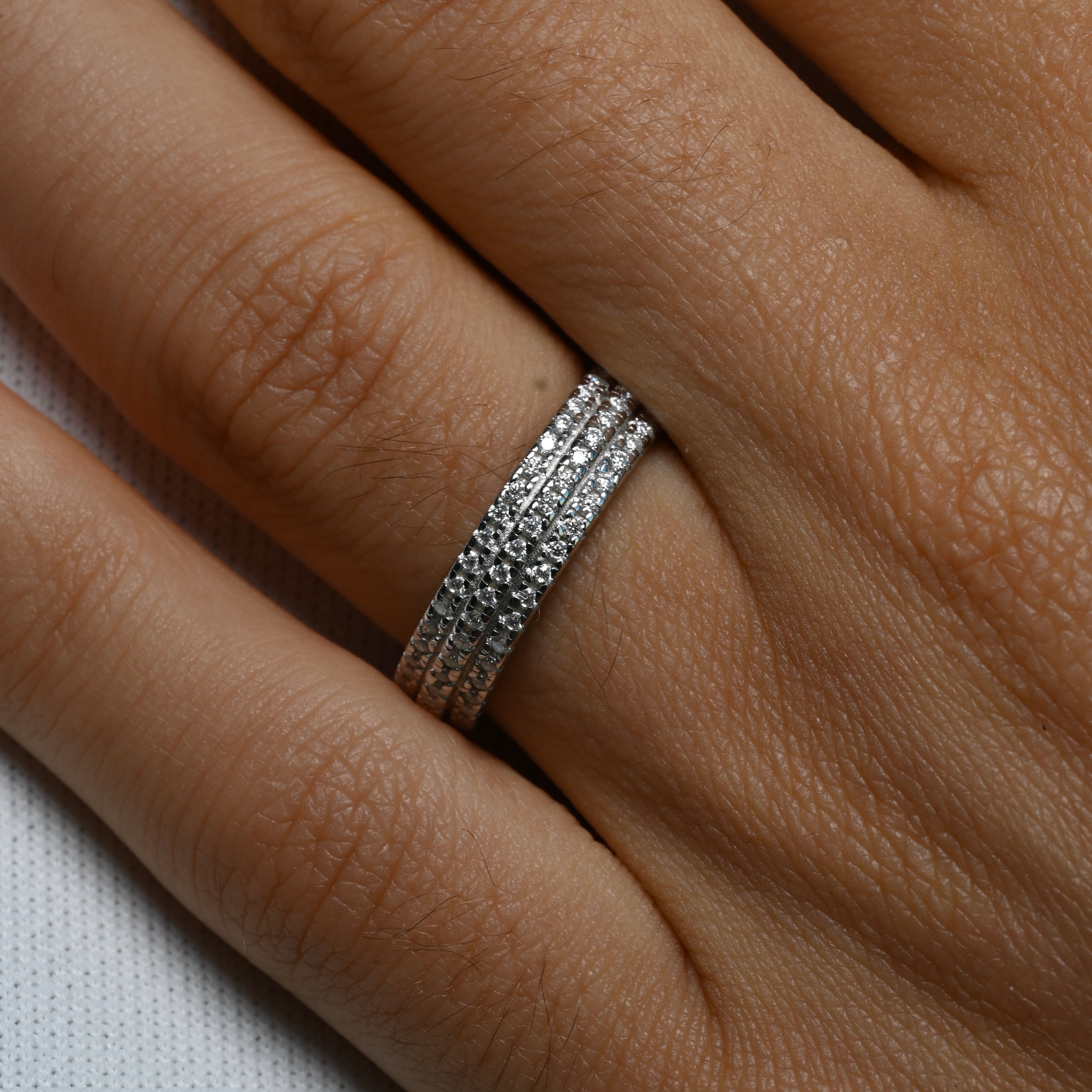 TASSIA 0.01ct Full-Stone Moissanite Band 0.01ct in Sterling Silver