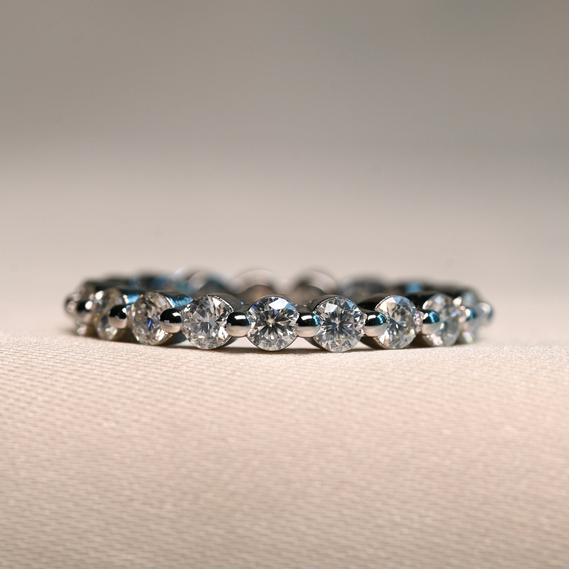 KATRINA 0.06 ct (2.5 mm) Full Eternity Moissanite Band in Sterling Silver