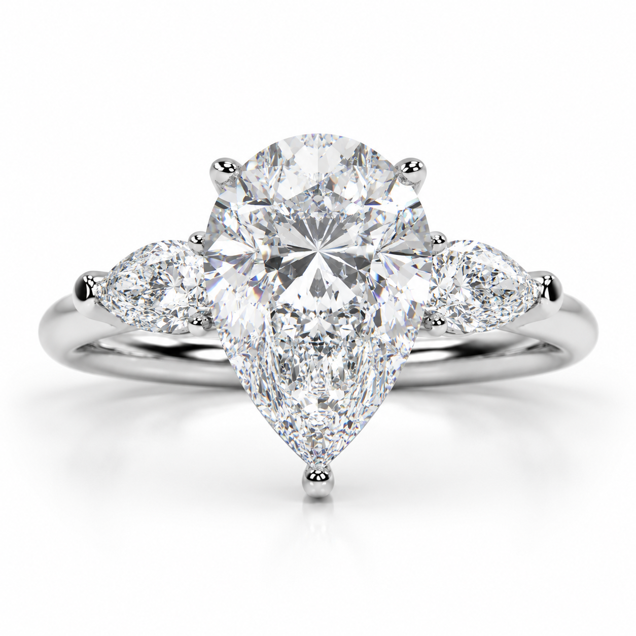 EMMY 3 Carat Pear Cut Moissanite Ring in Sterling Silver