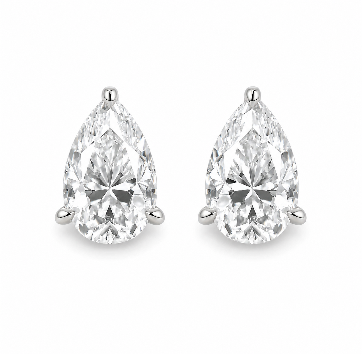 JANINE Pear Cut Moissanite Stud Earrings – 3 Carat Each