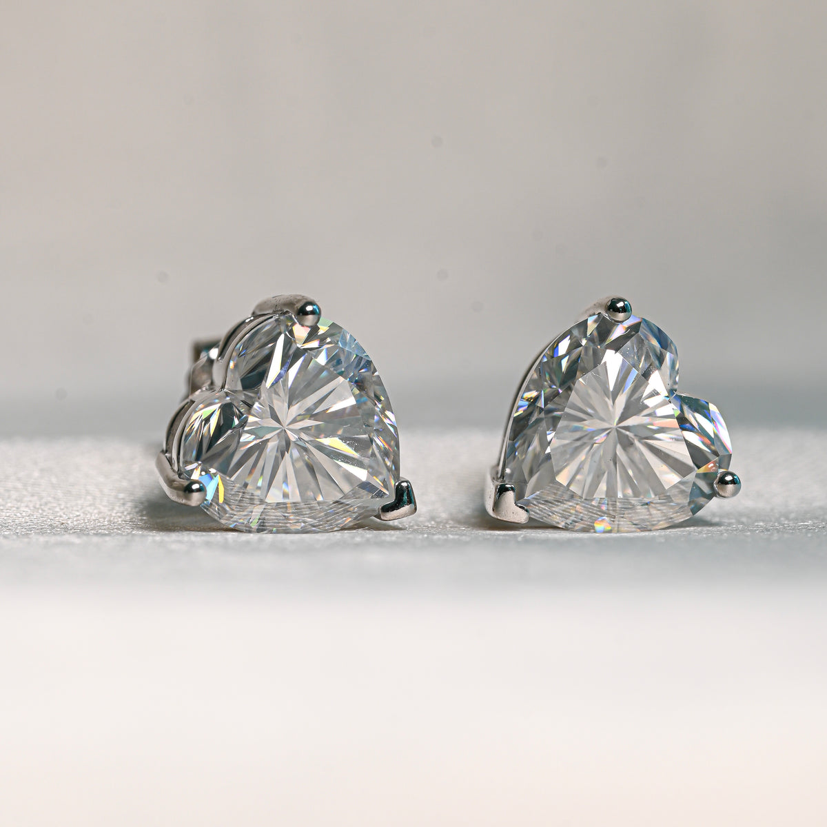 MAITHA Heart Cut Moissanite Stud Earrings – 4 Carat Each (10mm)