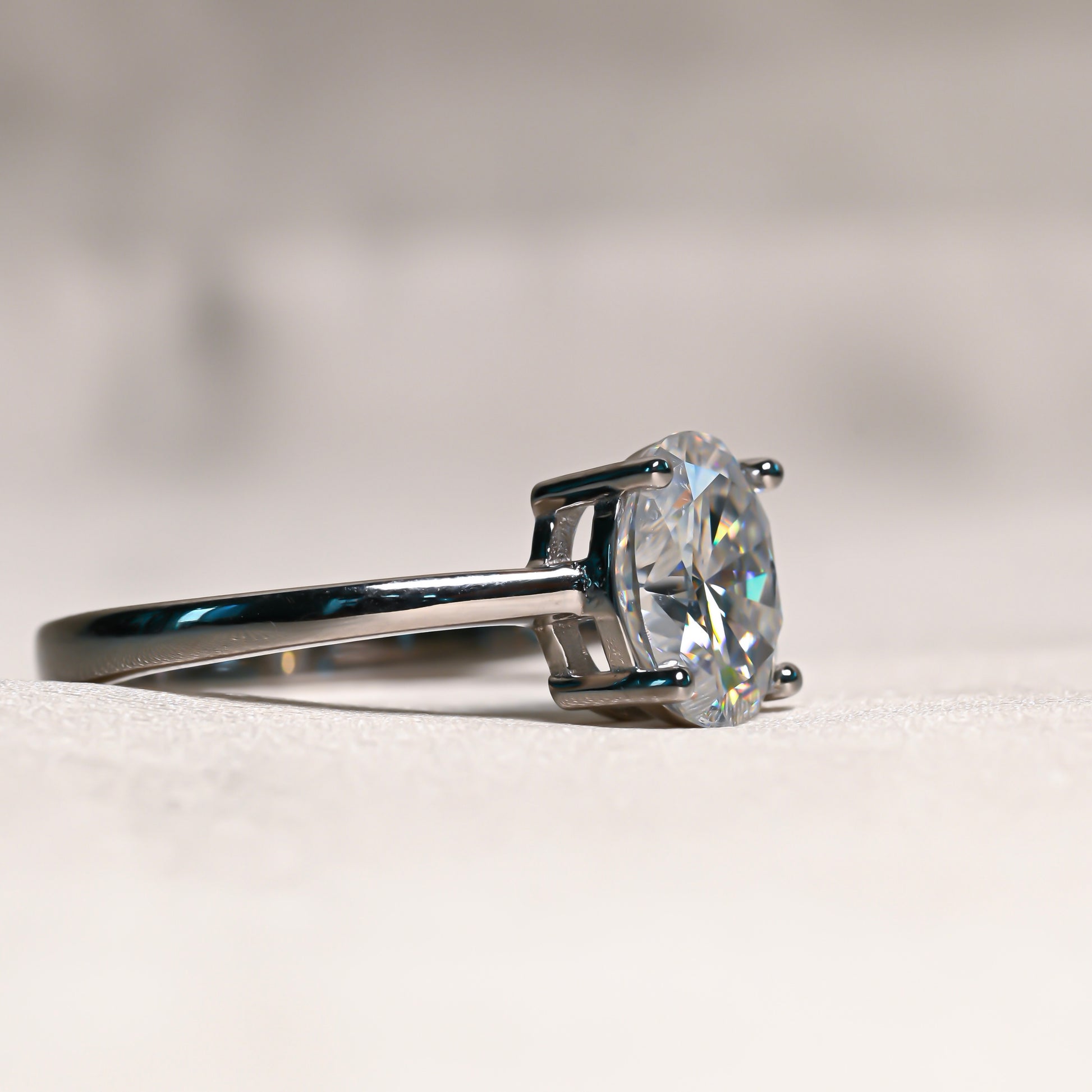 MILA 2 Carat Oval-Cut Moissanite Ring in Sterling Silver