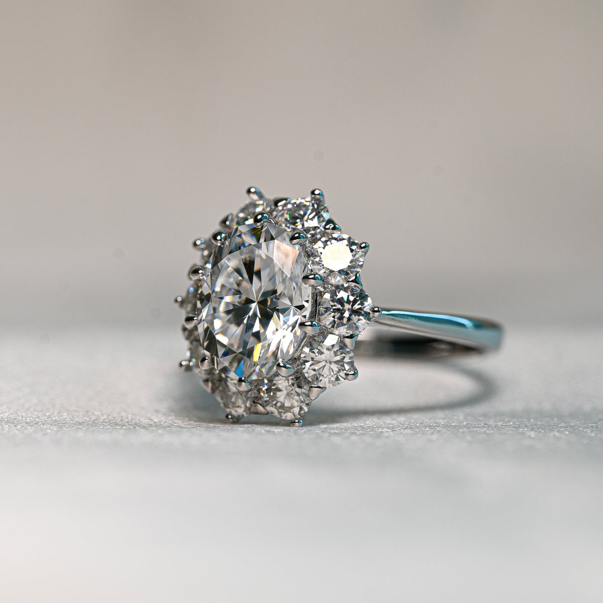 ROSALIE 2 Carat Oval Moissanite Ring Set in Sterling Silver