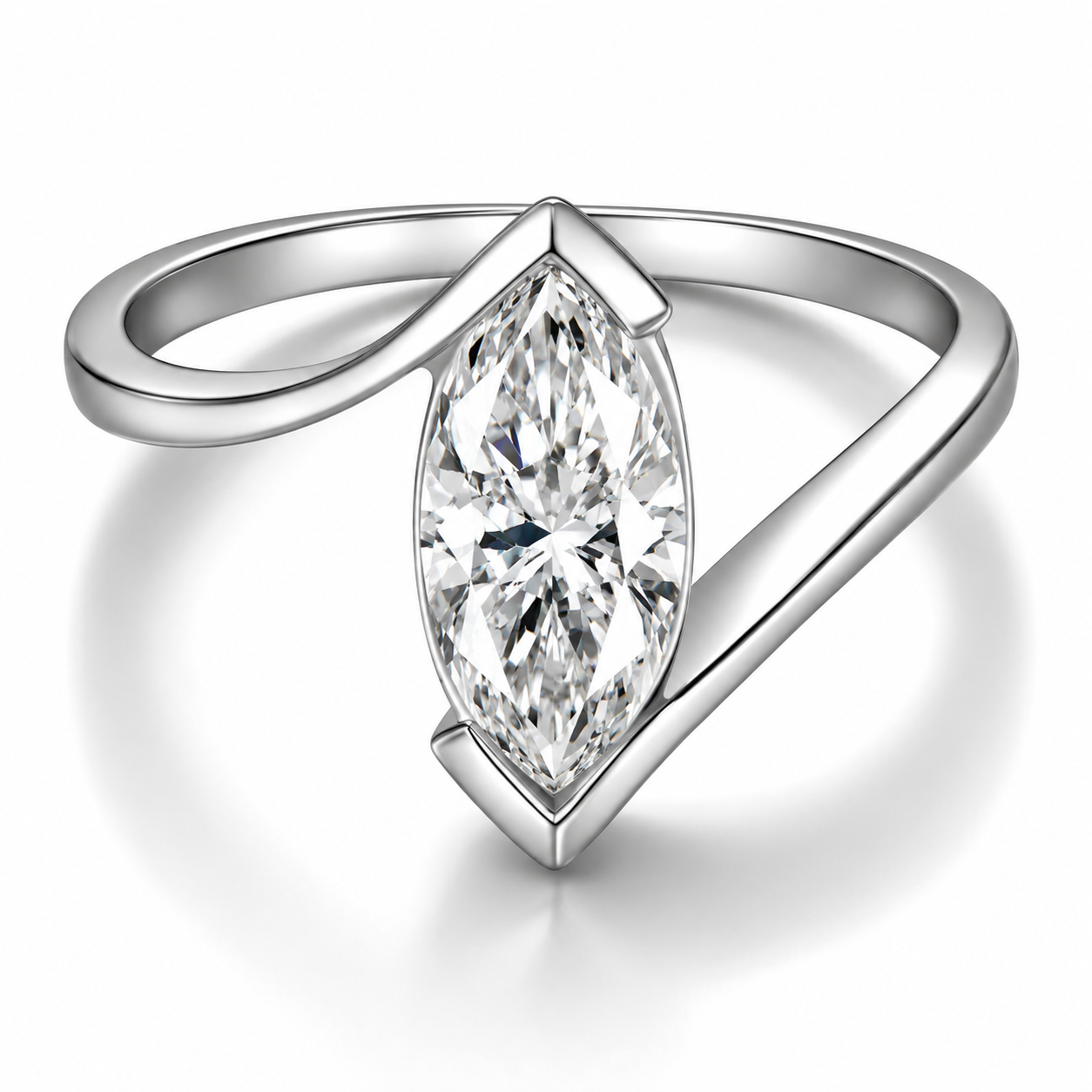 ERIKA 1 Carat Marquise-Cut Moissanite Ring in Sterling Silver